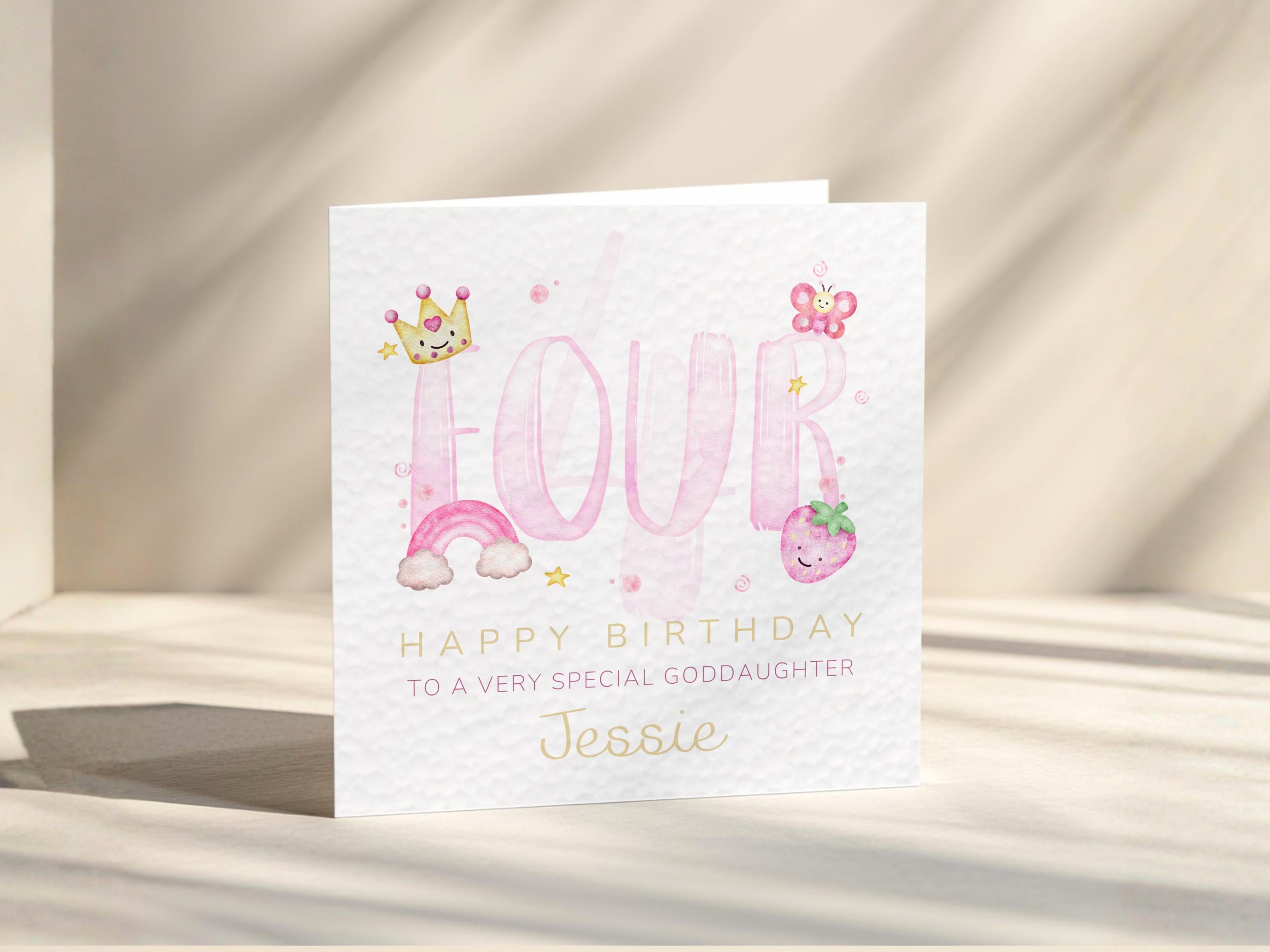 Personalised Birthday Card for Girl, Custom Name and Age, Daughter, Granddaughter, Niece or Goddaughter