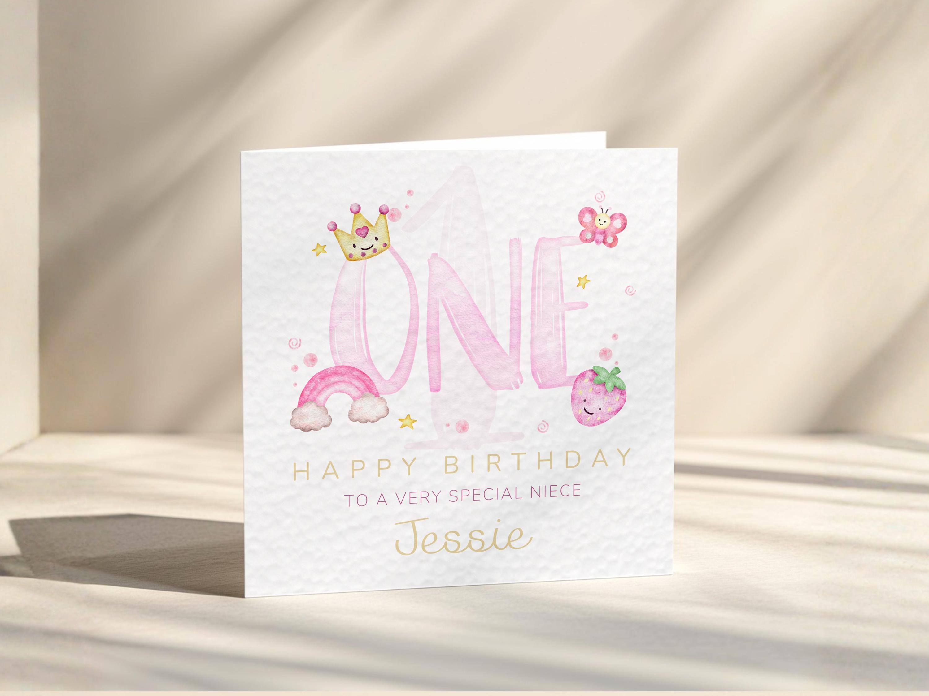 Personalised Birthday Card for Girl, Custom Name and Age, Daughter, Granddaughter, Niece or Goddaughter