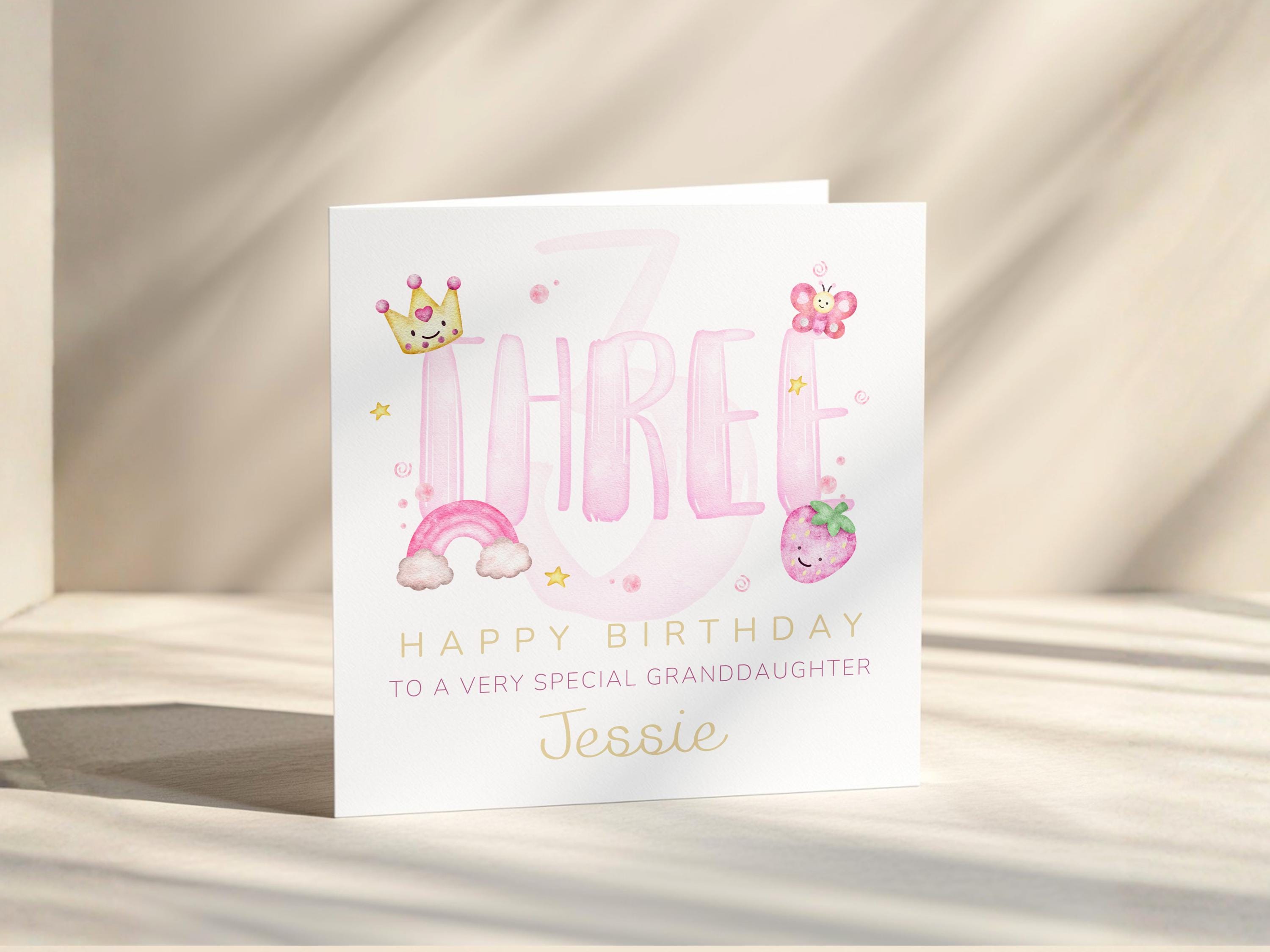 Personalised Birthday Card for Girl, Custom Name and Age, Daughter, Granddaughter, Niece or Goddaughter