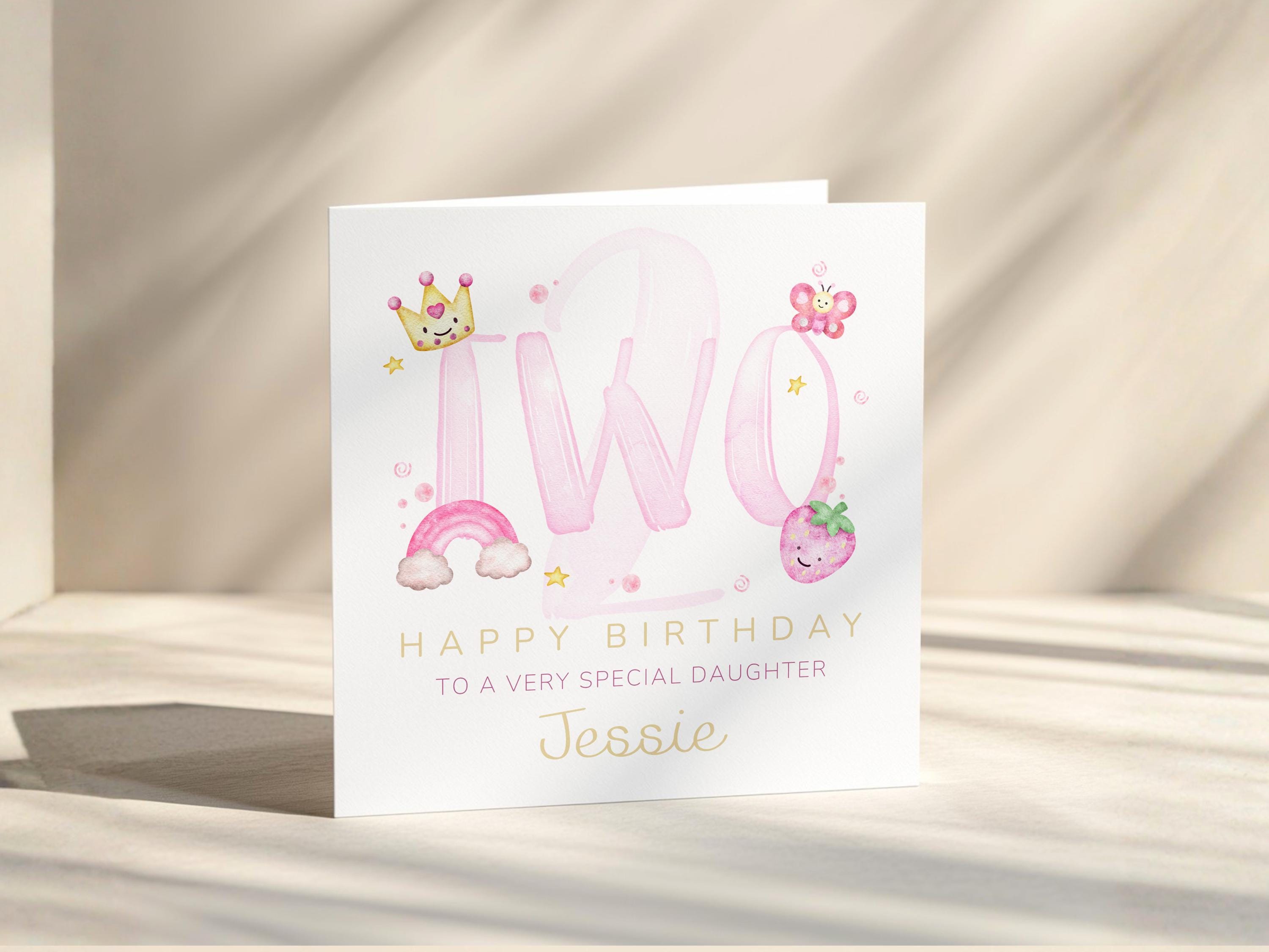 Personalised Birthday Card for Girl, Custom Name and Age, Daughter, Granddaughter, Niece or Goddaughter