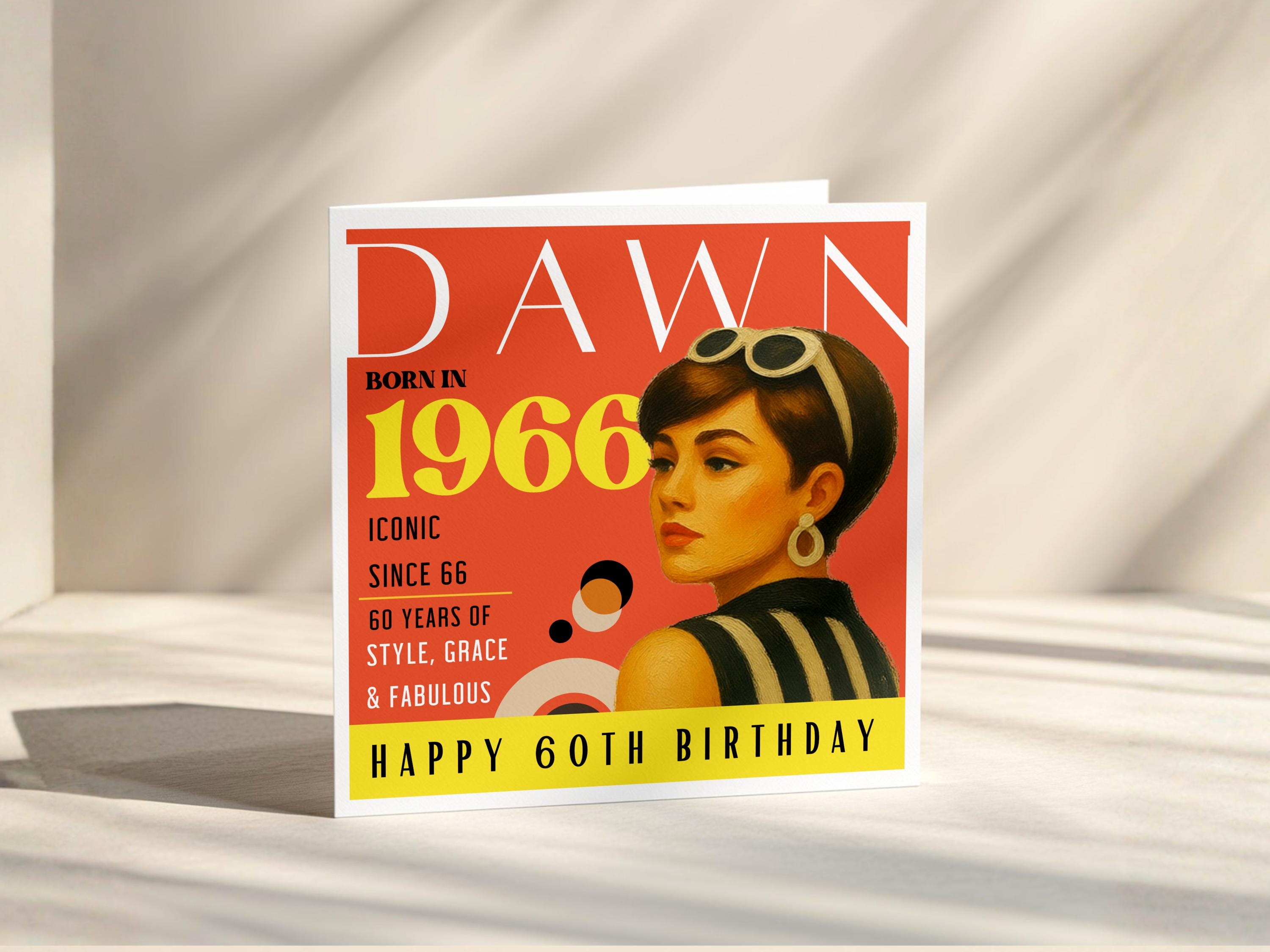 60th Birthday Card Personalised 1966 For Her Retro Magazine