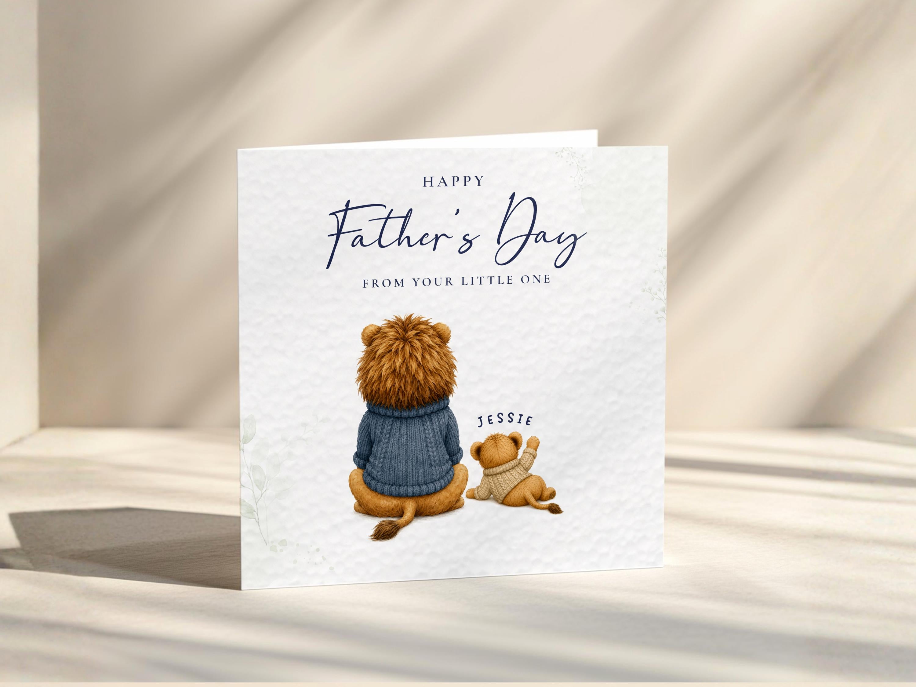Personalised Father’s Day Card From Children With Lion Dad, Cubs And Kids Names