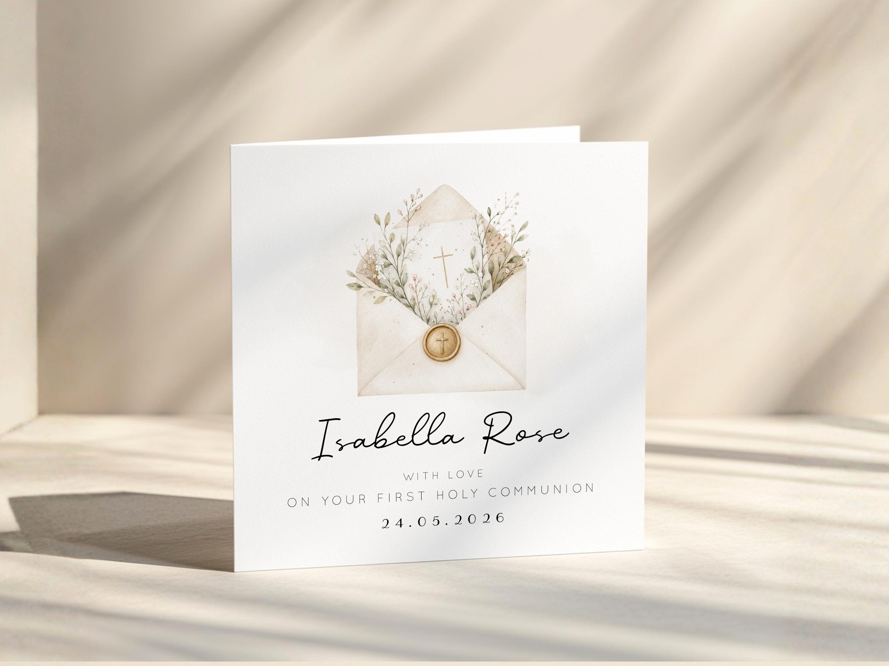 First Holy Communion Card Personalised For Girl or Boy Son, Daughter, Granddaughter, Grandson