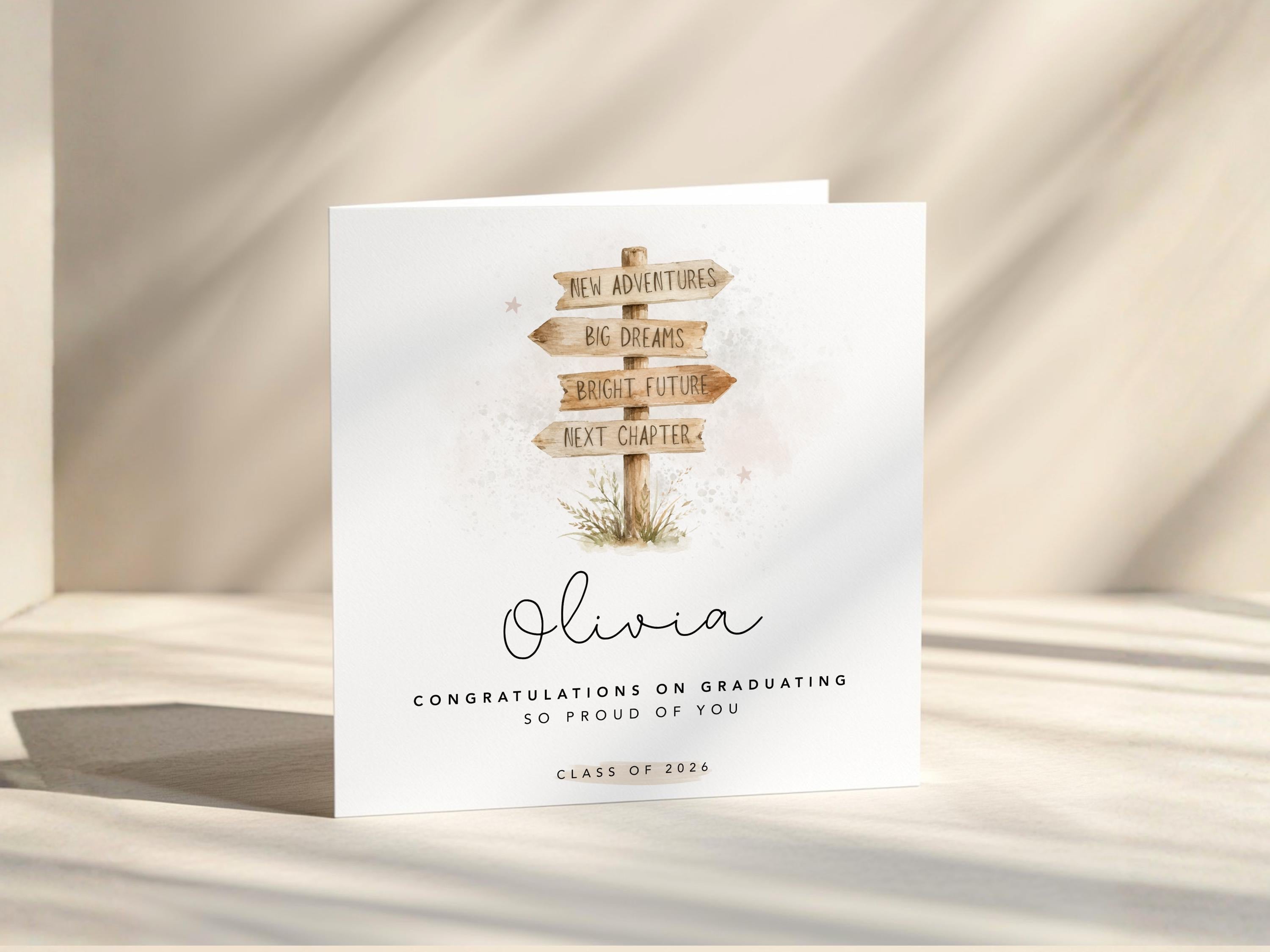 Personalised Graduation Card For Daughter, Son, Granddaughter, Grandson: Class 2026 New Chapter, Signpost Keepsake