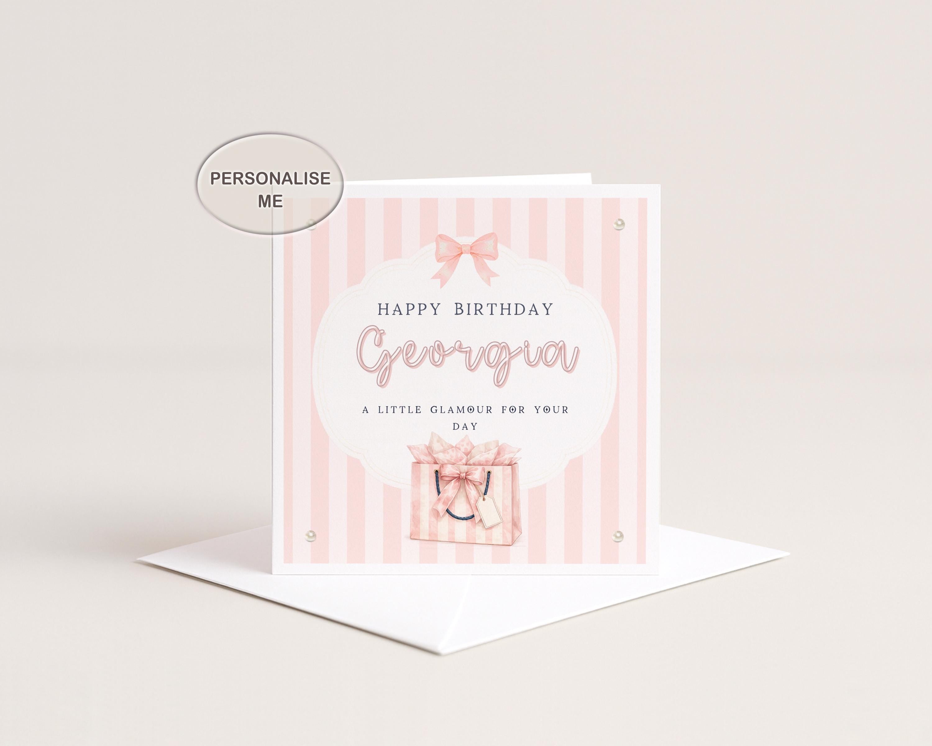 Personalised Birthday Card for Daughter, Granddaughter, Niece, Sister, Friend – Pearl Embellished Gift Bag Design