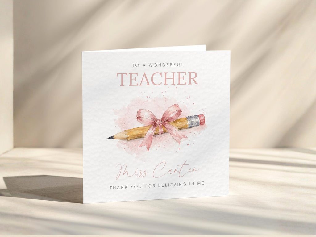 Thank You Card For Teacher Personalised From Pupil, School Leaver, For Miss, Teaching Assistant