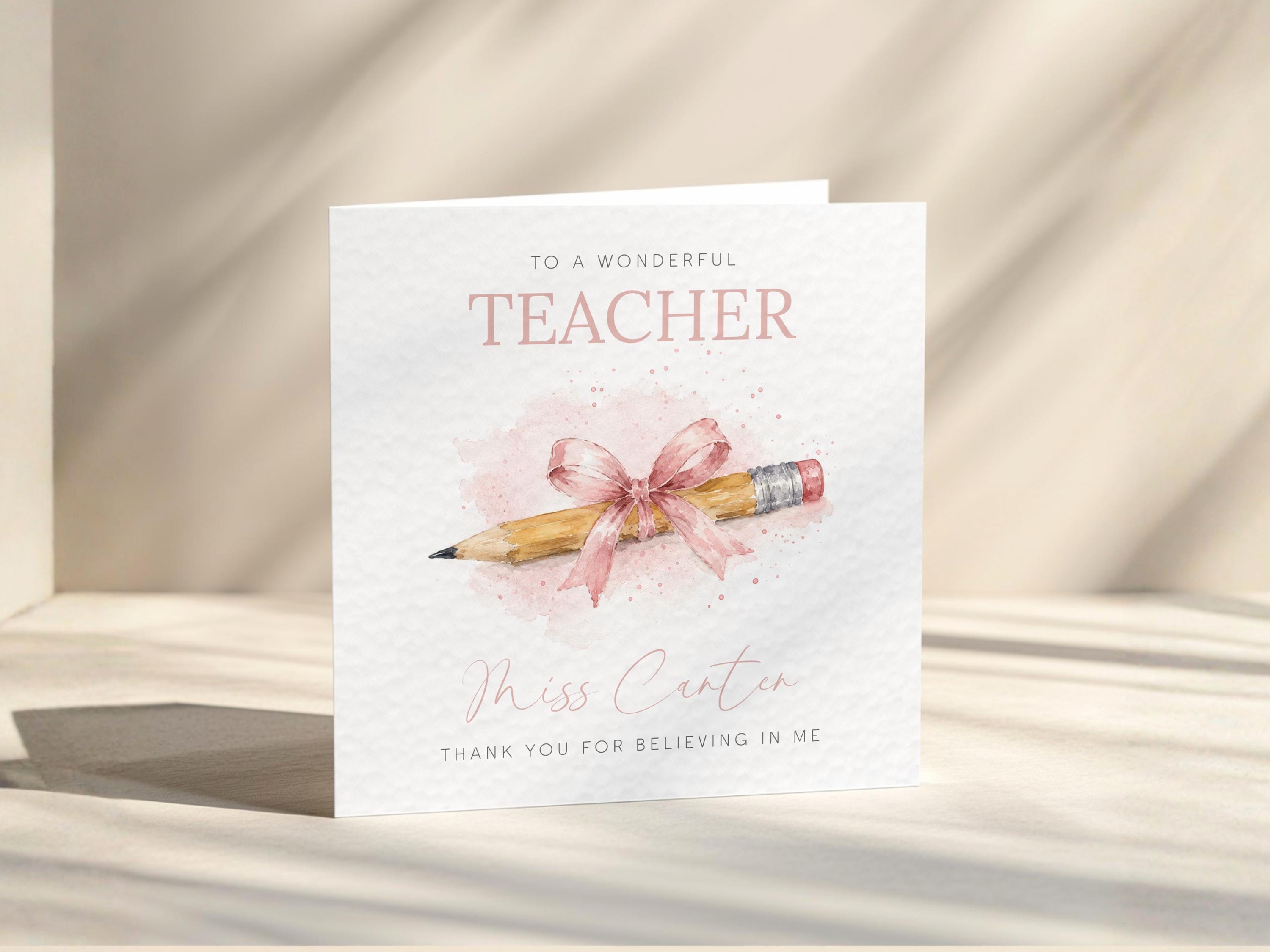Thank You Card For Teacher Personalised From Pupil, School Leaver, For Miss, Teaching Assistant