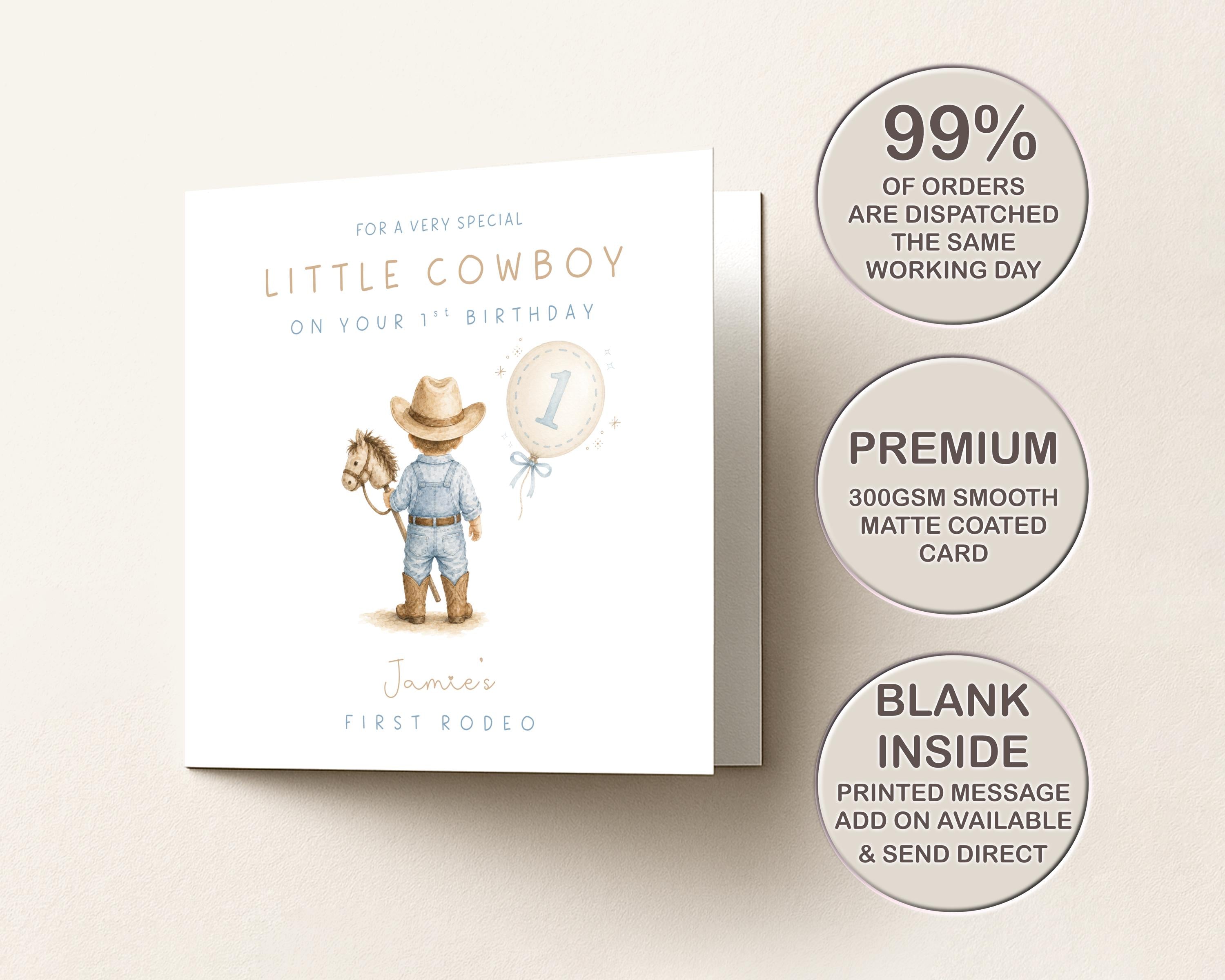 1st Birthday Card Personalised First Rodeo For Baby Girl: Daughter, Granddaughter One Year