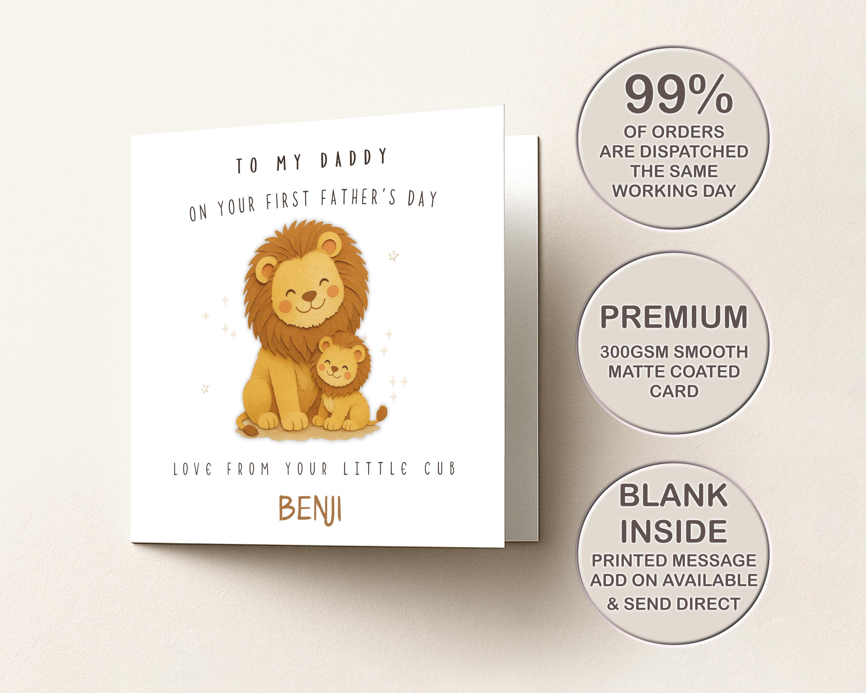 Personalised First Father’s Day Card From Baby, Daddy Lion