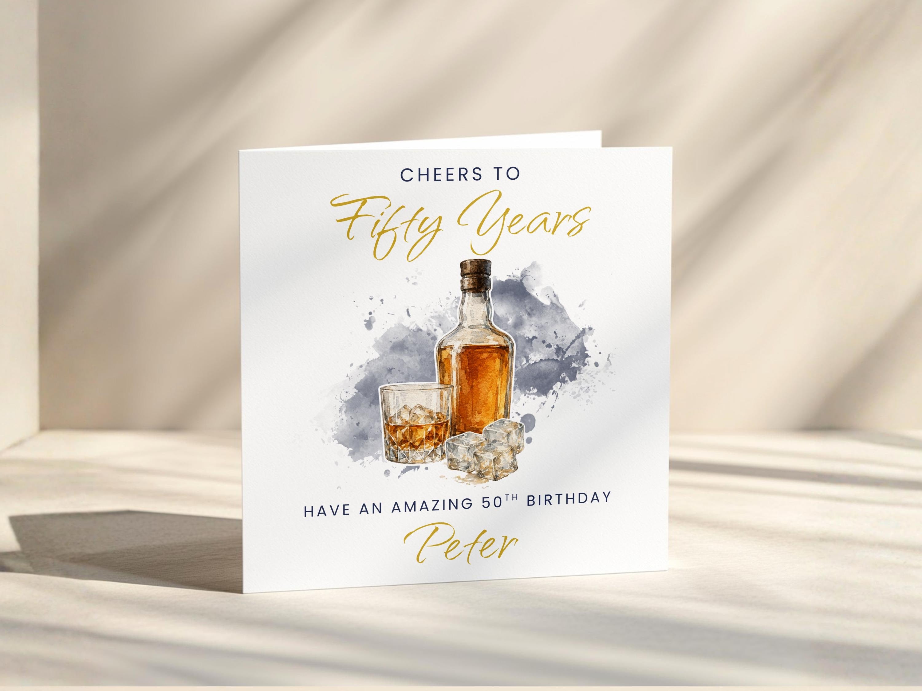 Birthday Card For Him Whiskey Lover, Personalised Custom Age with Custom Name