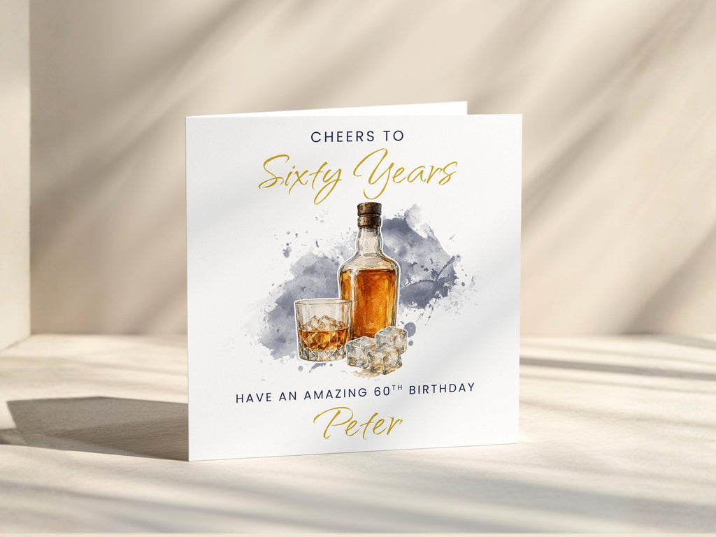 Birthday Card For Him Whiskey Lover, Personalised Custom Age with Custom Name