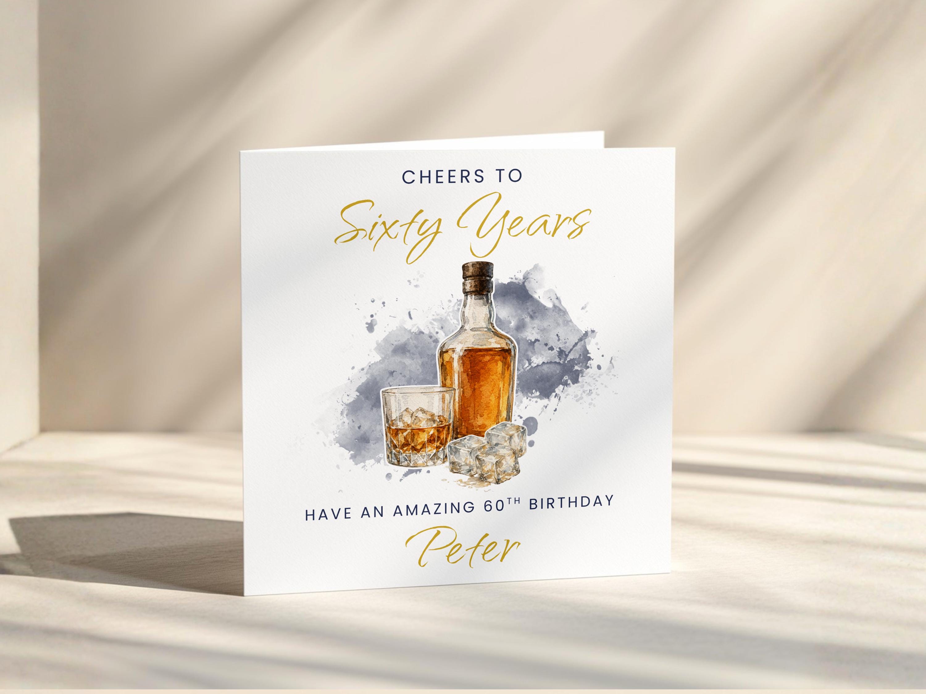 Birthday Card For Him Whiskey Lover, Personalised Custom Age with Custom Name
