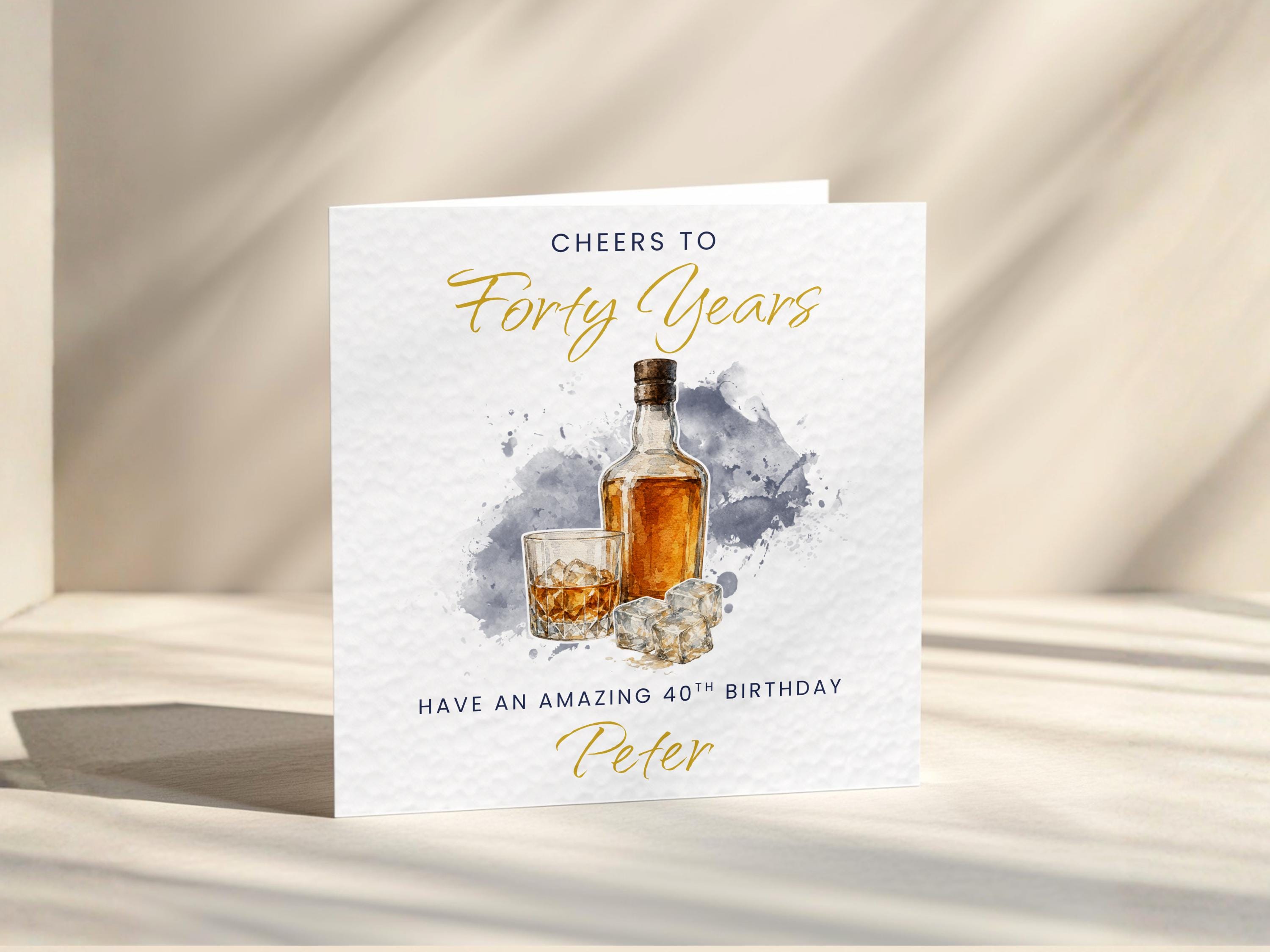 Birthday Card For Him Whiskey Lover, Personalised Custom Age with Custom Name