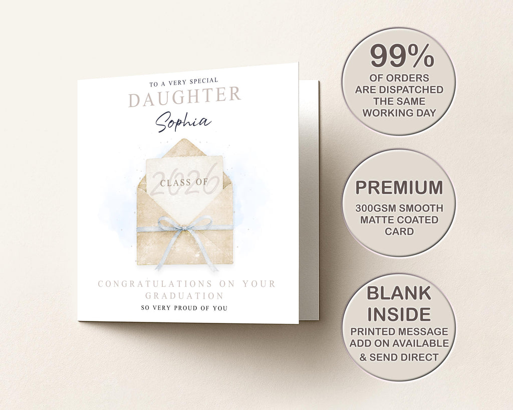 Graduation Card For Daughter Or Granddaughter: Personalised Class Of 2026, School, College, University Keepsake
