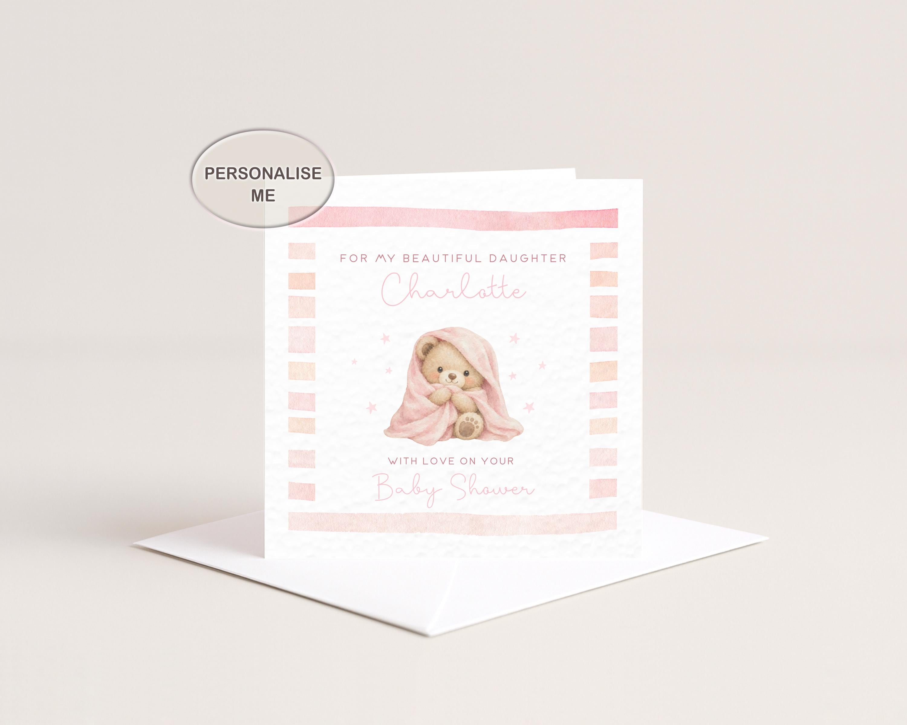 Baby Shower Card For Daughter, Granddaughter Or Friend: Personalised New Mum Keepsake With Name