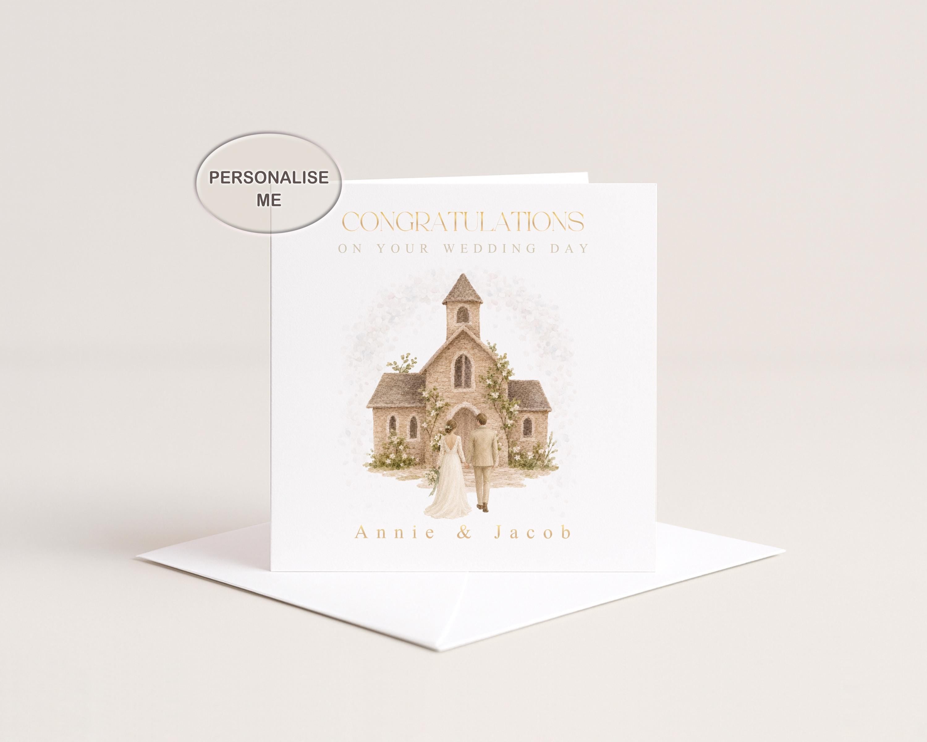 Wedding Day Card: Gold Foil Personalised For Daughter, Son, Grandson, Friend,  Newly Weds