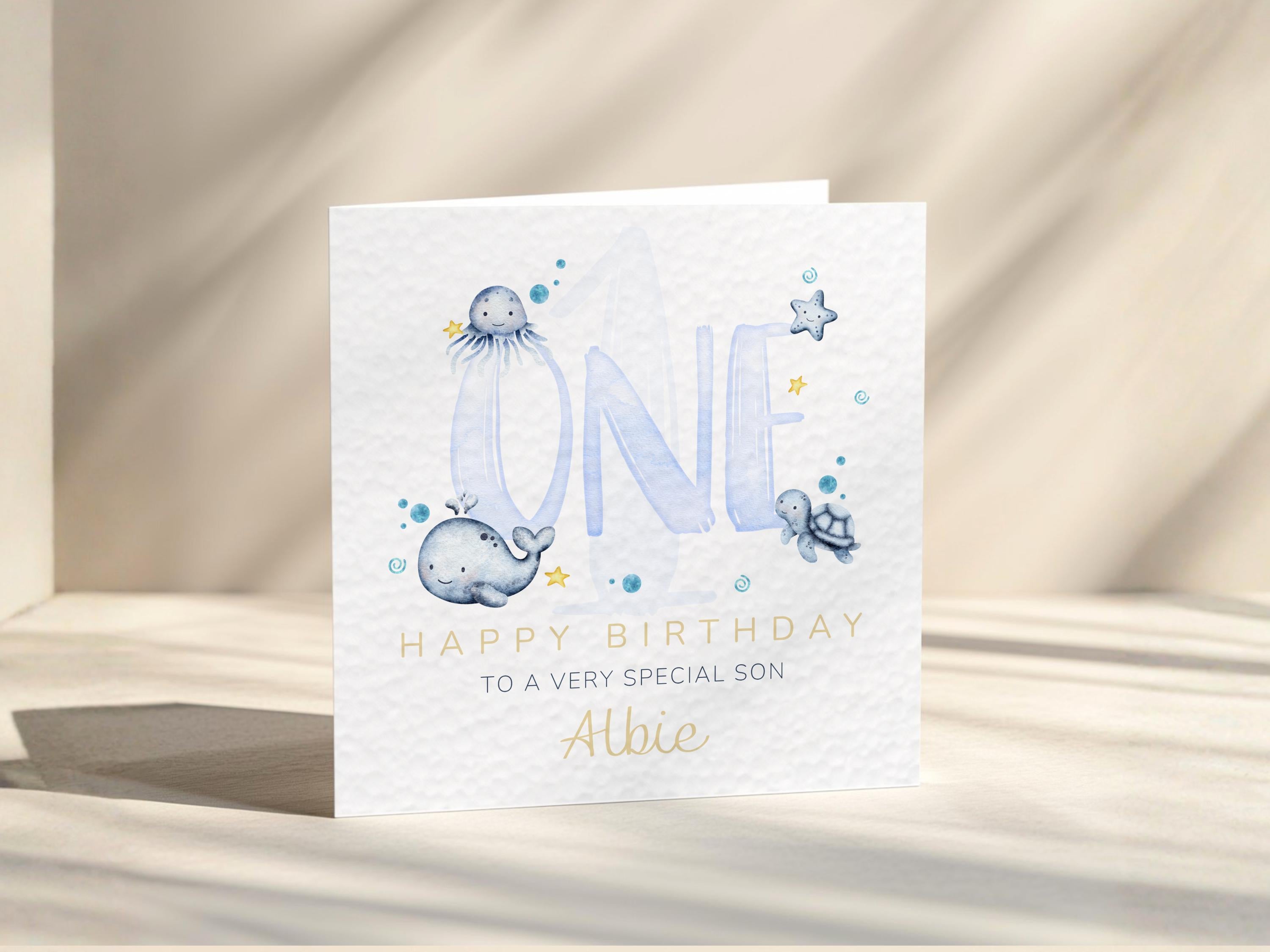 Personalised Birthday Card for Boy, Custom Name and Age, Son, Grandson, Nephew or Godson