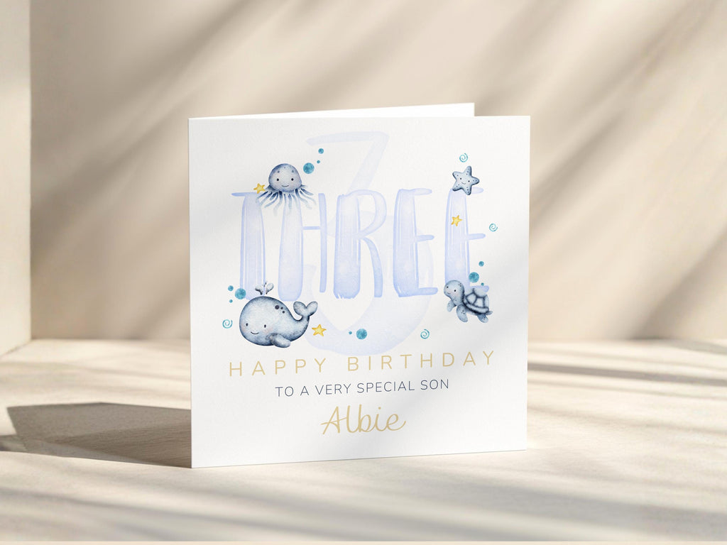 Personalised Birthday Card for Boy, Custom Name and Age, Son, Grandson, Nephew or Godson