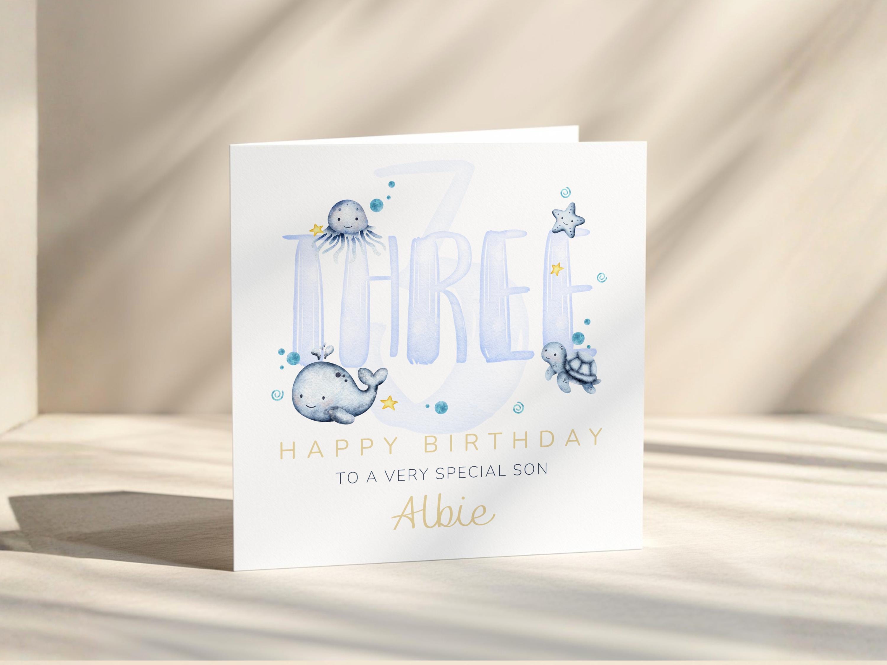 Personalised Birthday Card for Boy, Custom Name and Age, Son, Grandson, Nephew or Godson