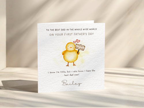 1st Father's Day Card From Baby To Daddy Personalised Name, New dad card