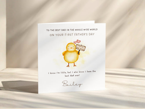 1st Father's Day Card From Baby To Daddy Personalised Name, New dad card