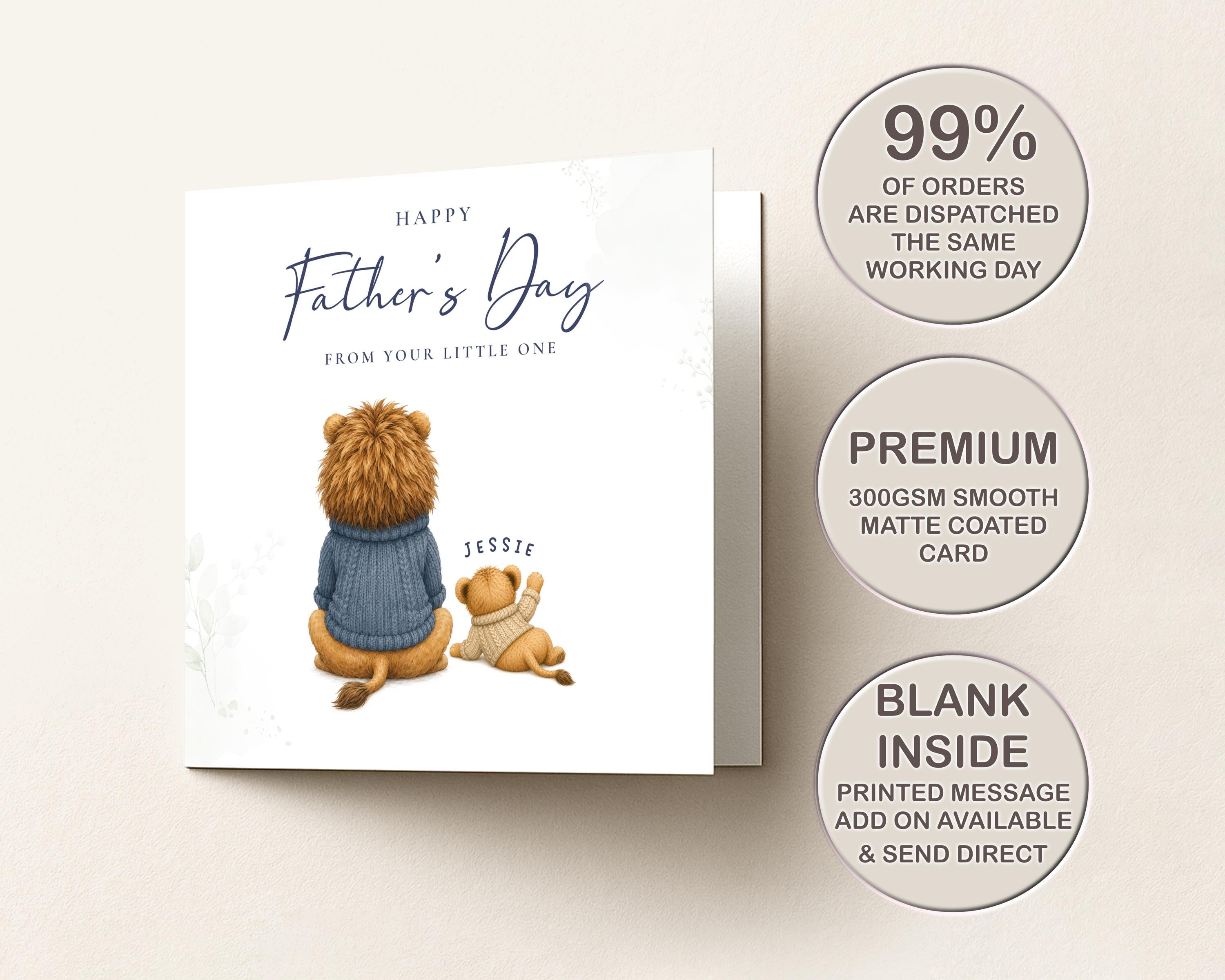 Personalised Father’s Day Card From Children With Lion Dad, Cubs And Kids Names