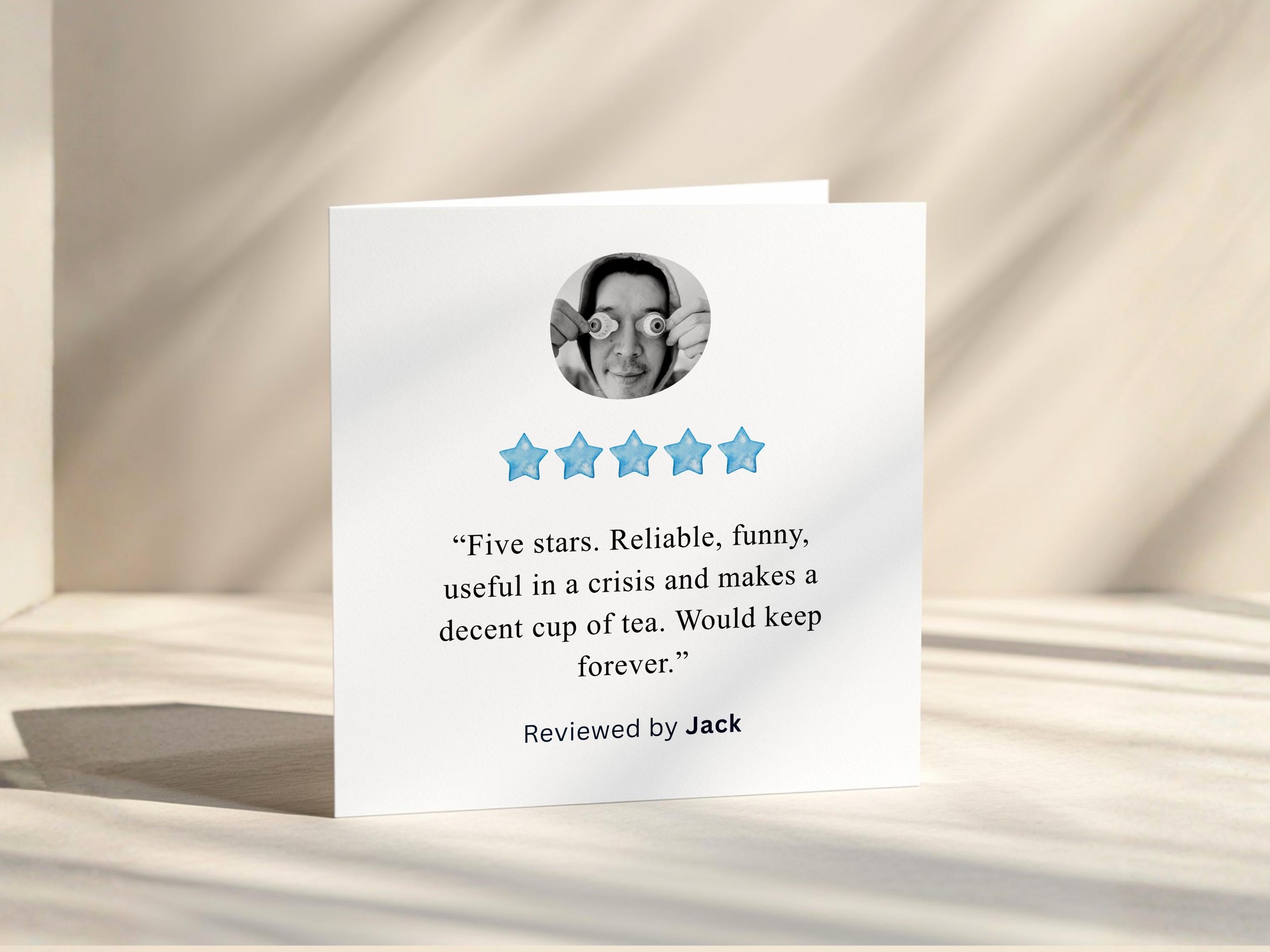 Personalised Father’s Day Photo Card for Dad, Five Star Review From Son or Daughter