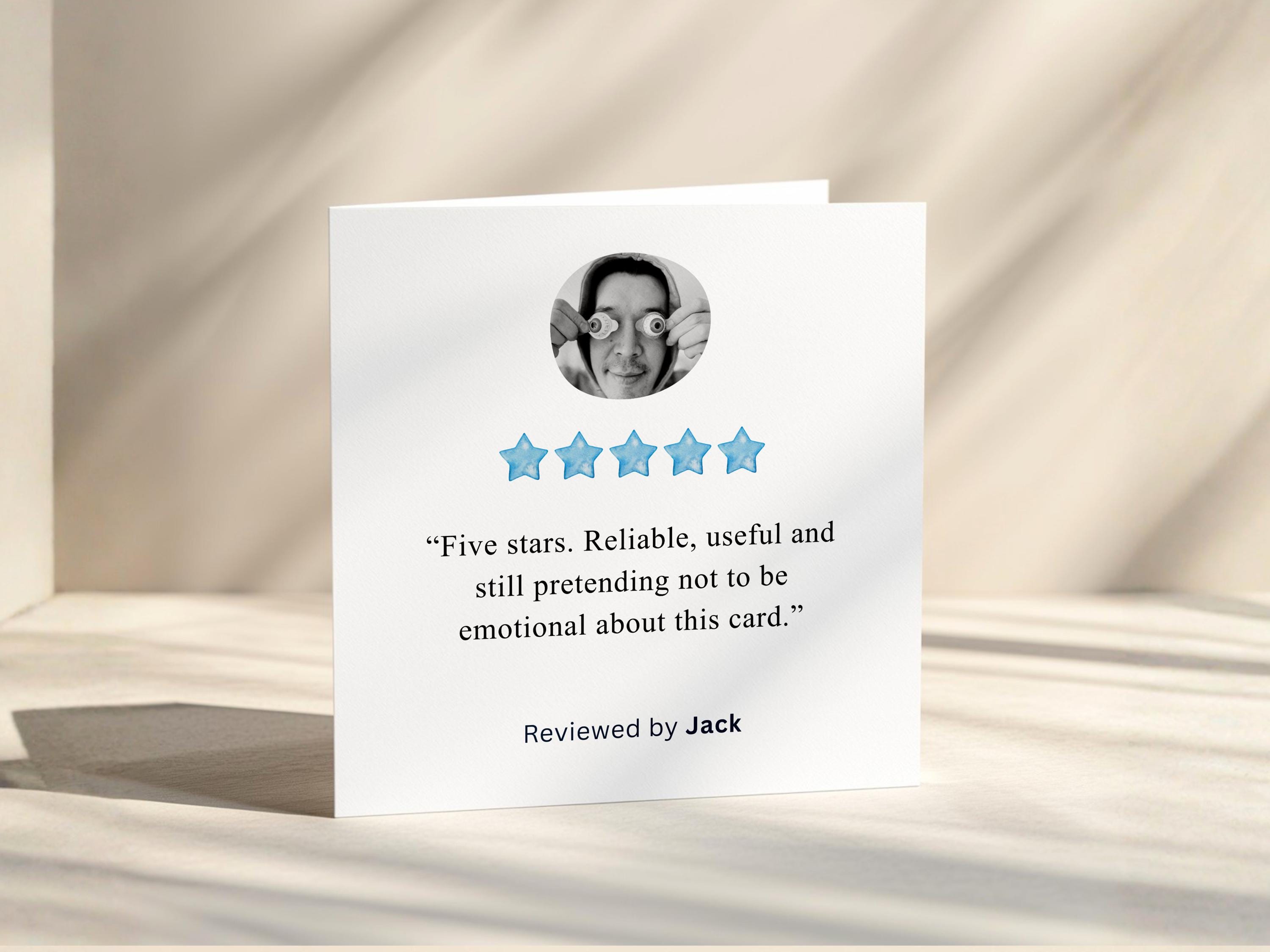 Personalised Father’s Day Photo Card for Dad, Five Star Review From Son or Daughter