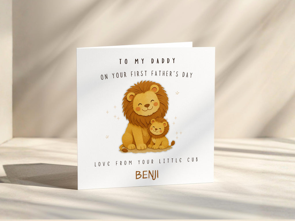 Personalised First Father’s Day Card From Baby, Daddy Lion