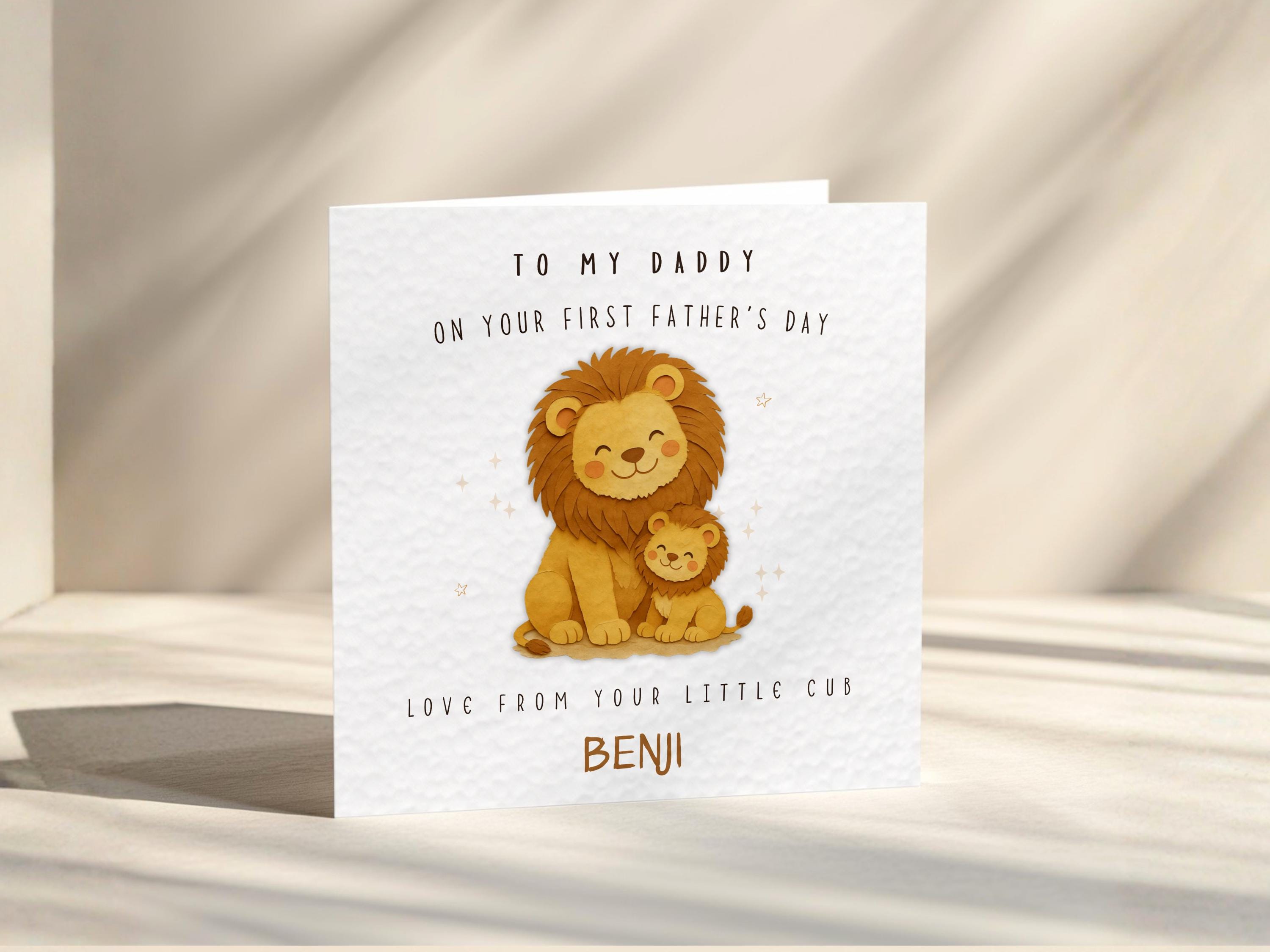 Personalised First Father’s Day Card From Baby, Daddy Lion