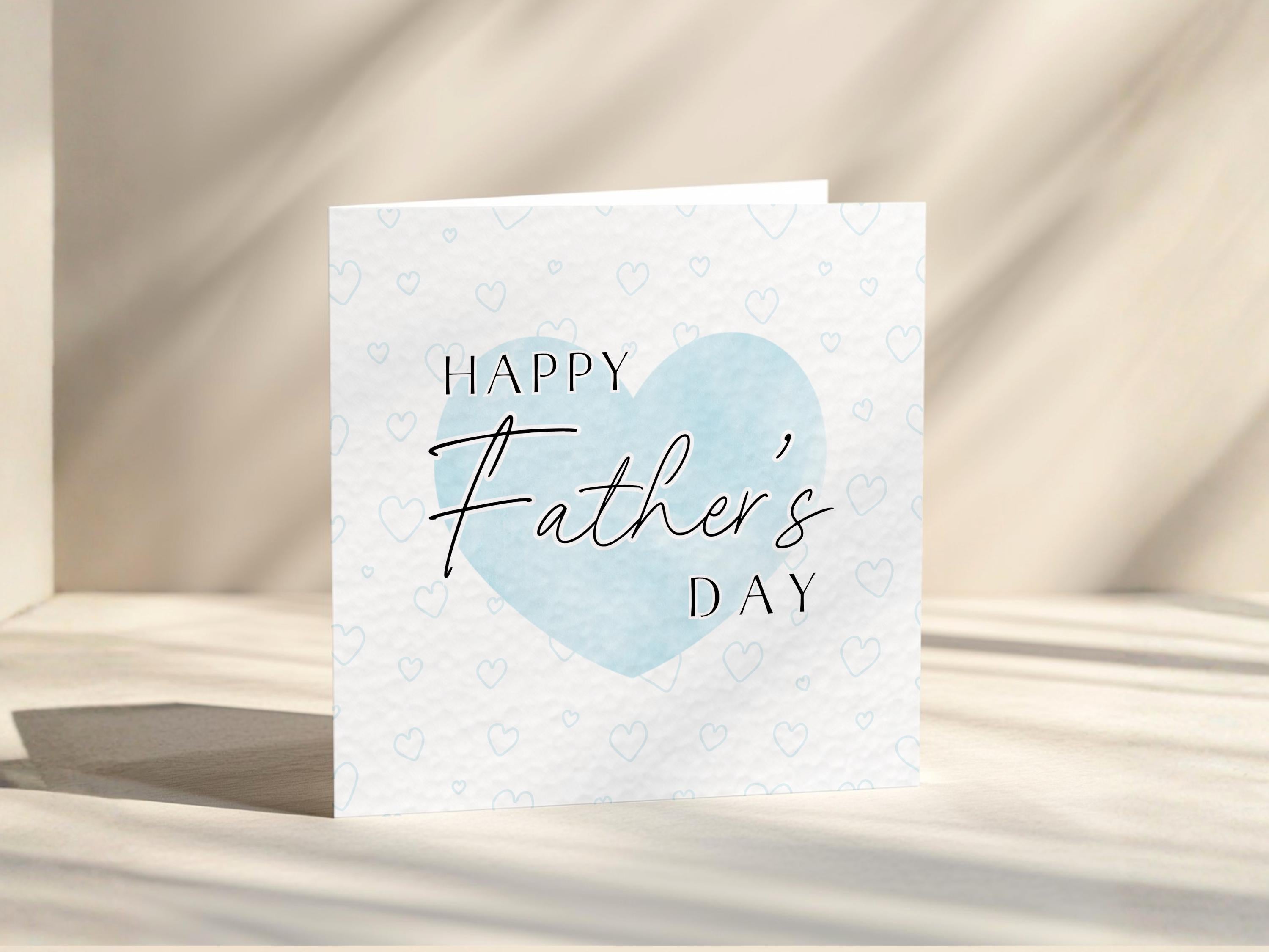 Father’s Day Card for Dad, Simple Blue Heart Design, Happy Father’s Day Greeting