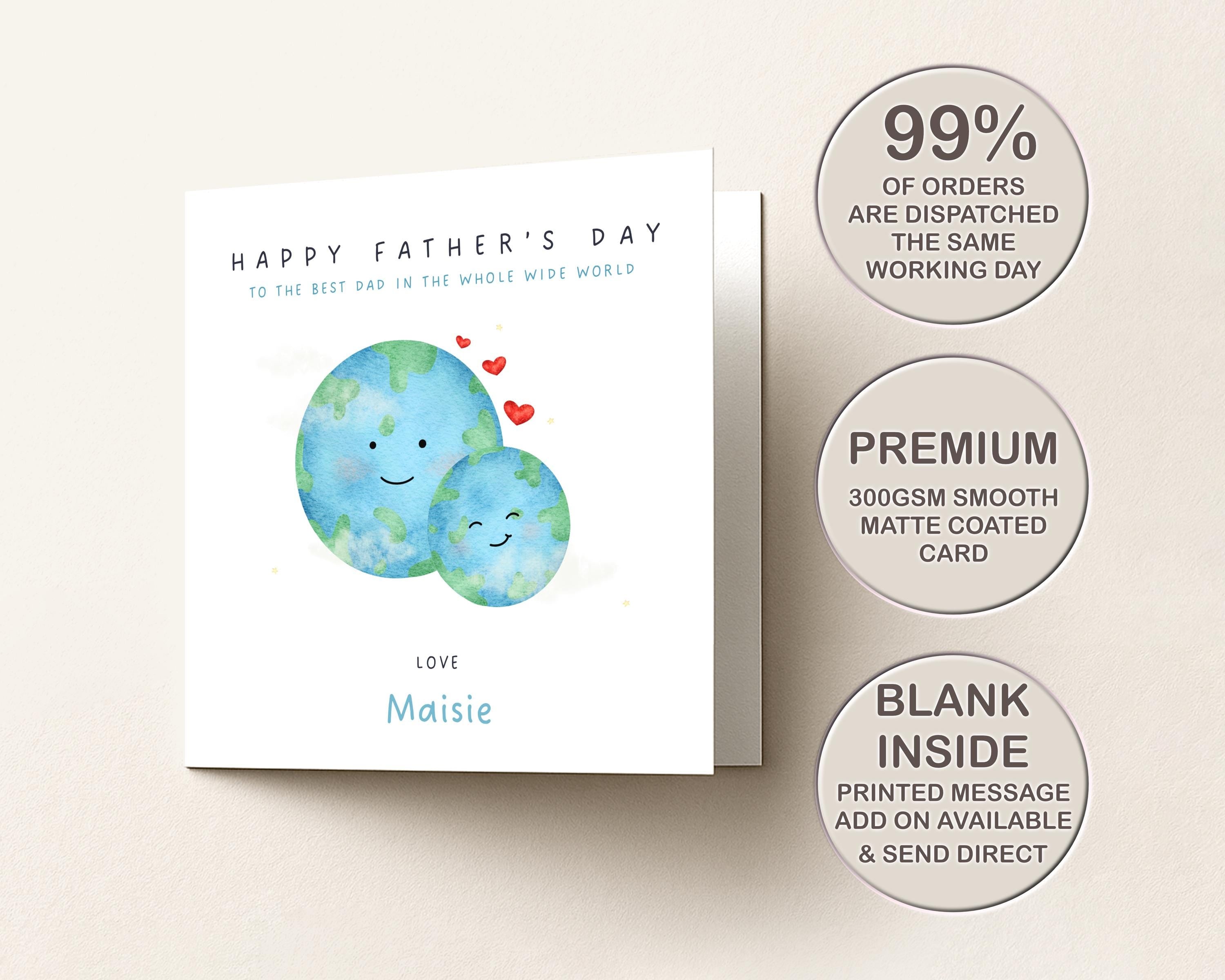 Personalised Father's Day Card, Daddy Whole Wide World Design, From Children
