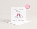 Custom Name Bestie Birthday Card  | Pink Prosecco Cheers | Female Friend Gift | Soul Sisters
