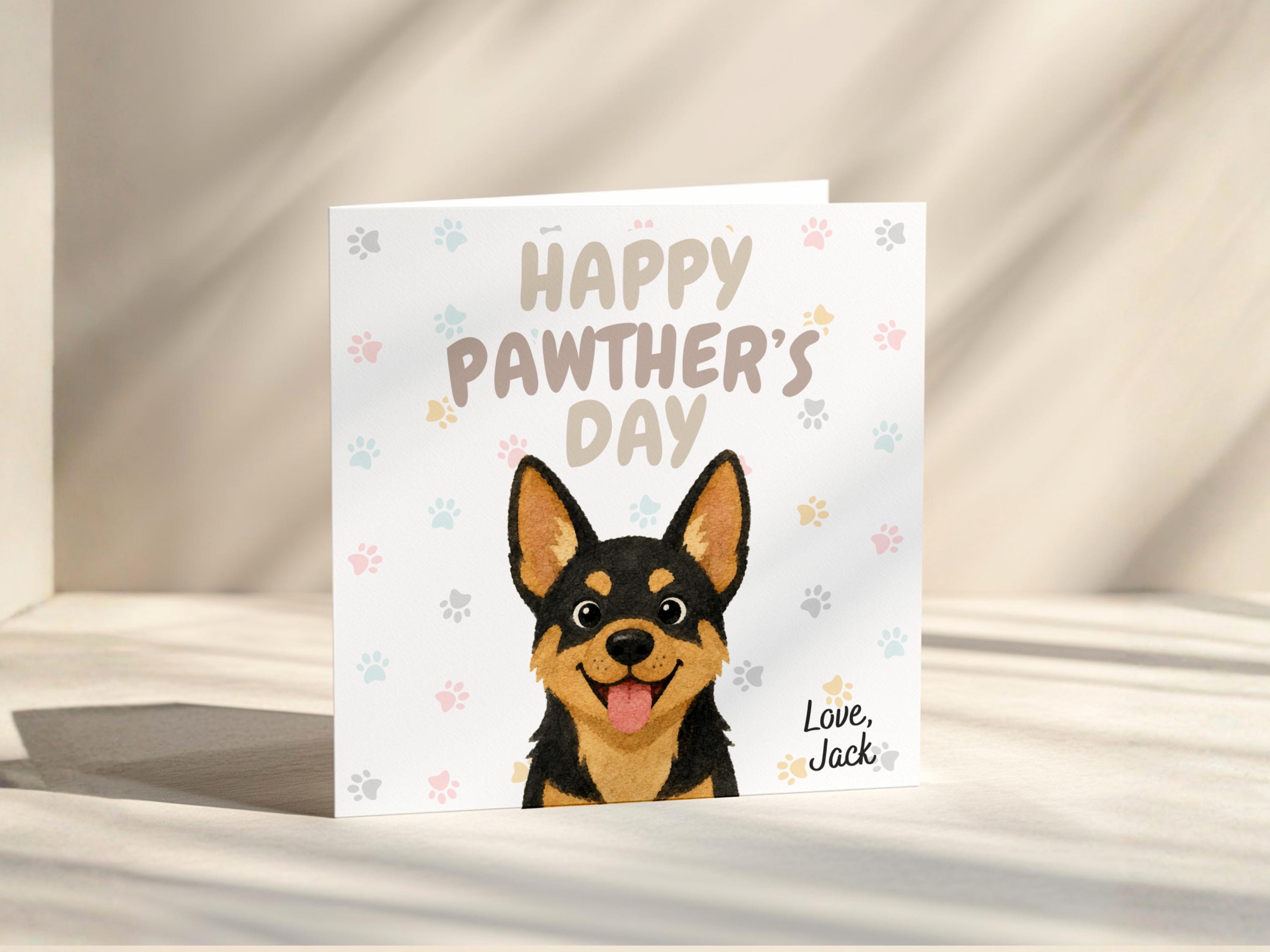 Personalised Pawther's Day Card for Dog Dad, Custom Name Card
