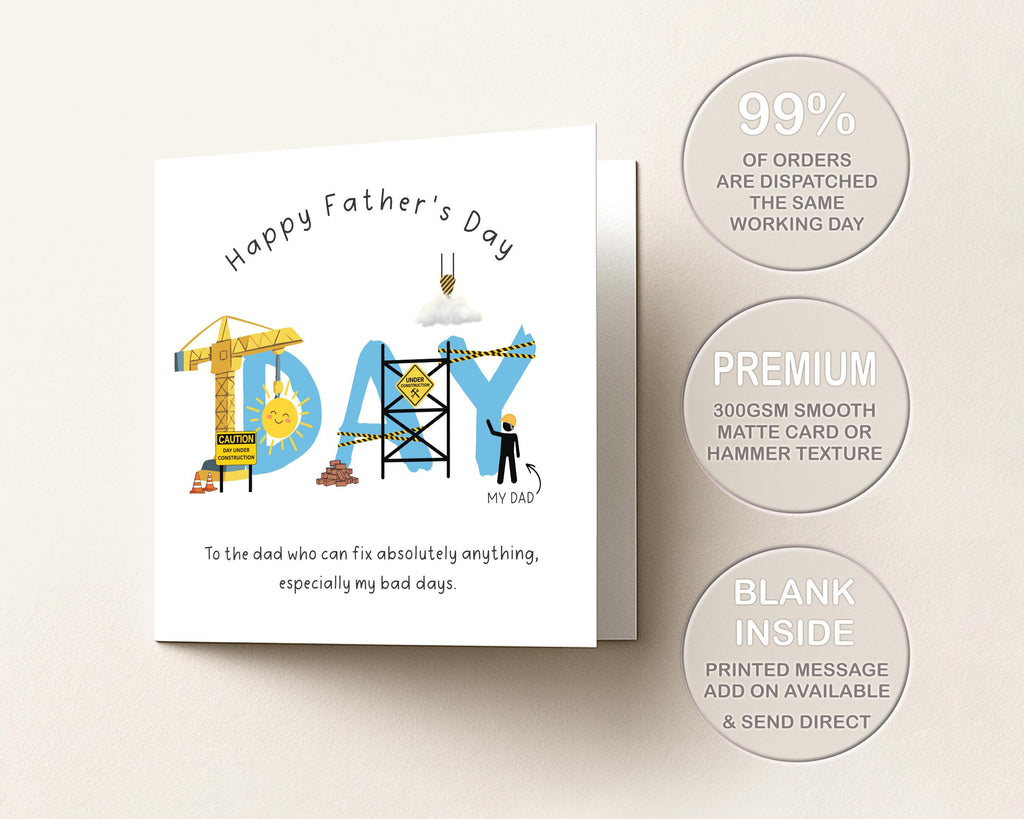 Father’s Day Card for Dad From Daughter or Son, DIY Tools Card Handyman