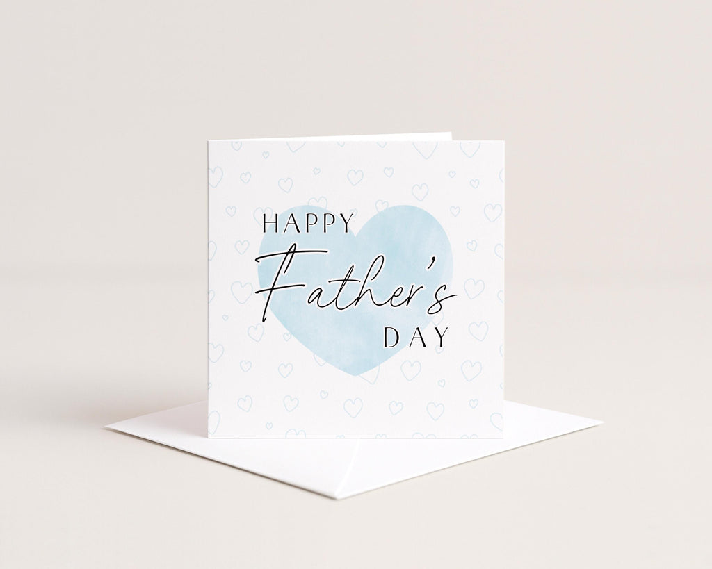 Father’s Day Card for Dad, Simple Blue Heart Design, Happy Father’s Day Greeting