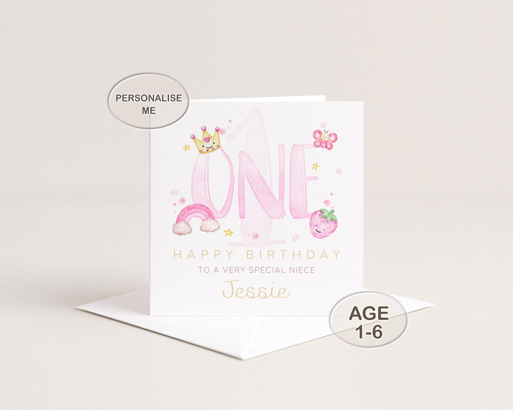 Personalised Birthday Card for Girl, Custom Name and Age, Daughter, Granddaughter, Niece or Goddaughter