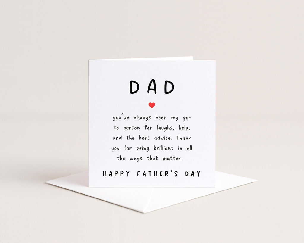 Father's Day Card for Dad, Thank You, Step Father, Minimalist card, Quote Greatful Message
