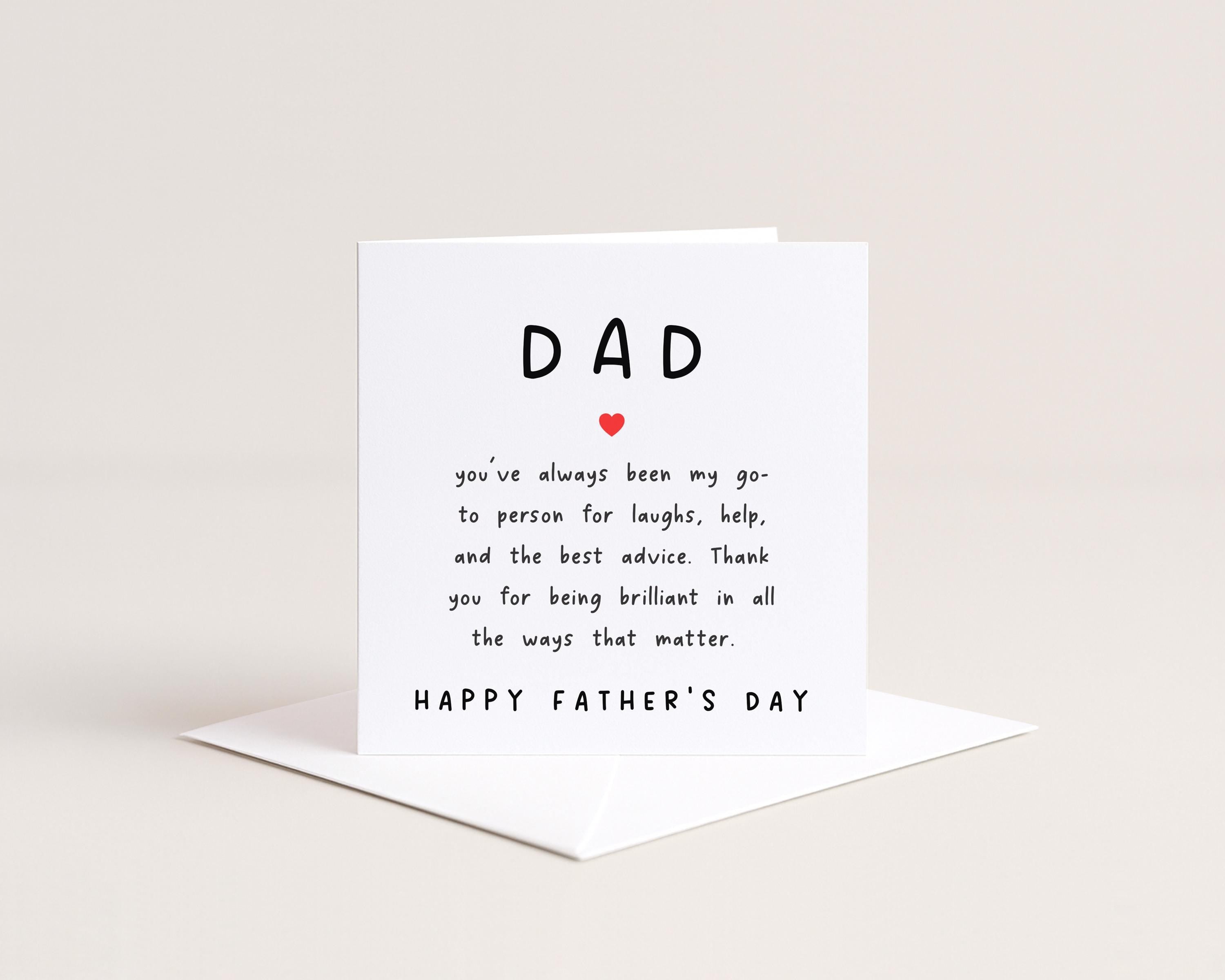 Father's Day Card for Dad, Thank You, Step Father, Minimalist card, Quote Greatful Message