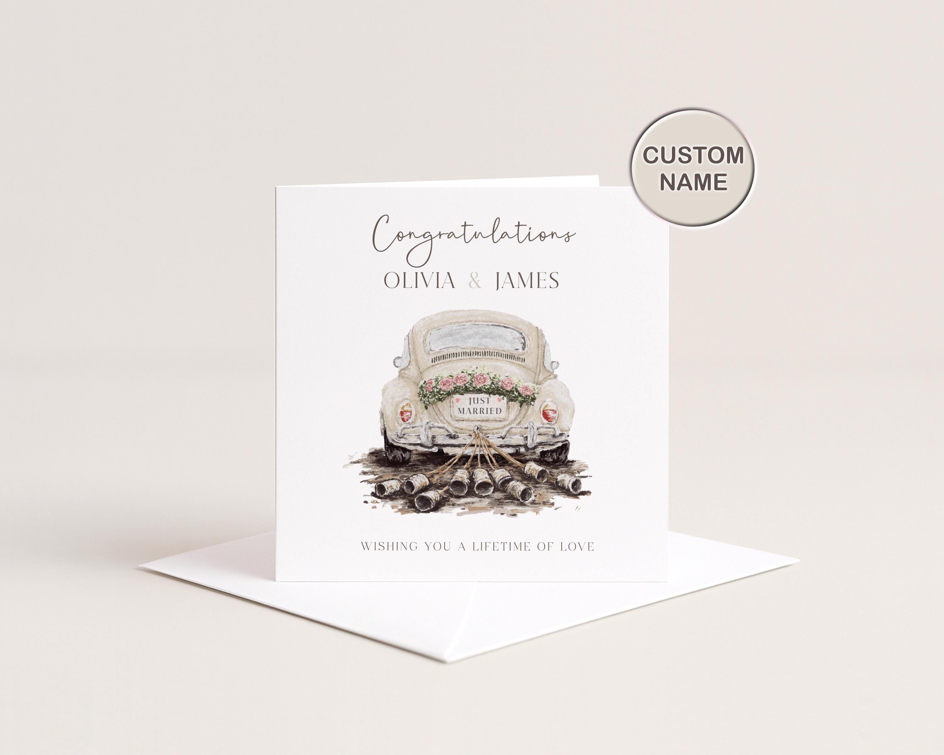 Personalised Wedding Card | Congratulations On Your Marriage | Newlyweds | Just Married Car | Bride & Groom