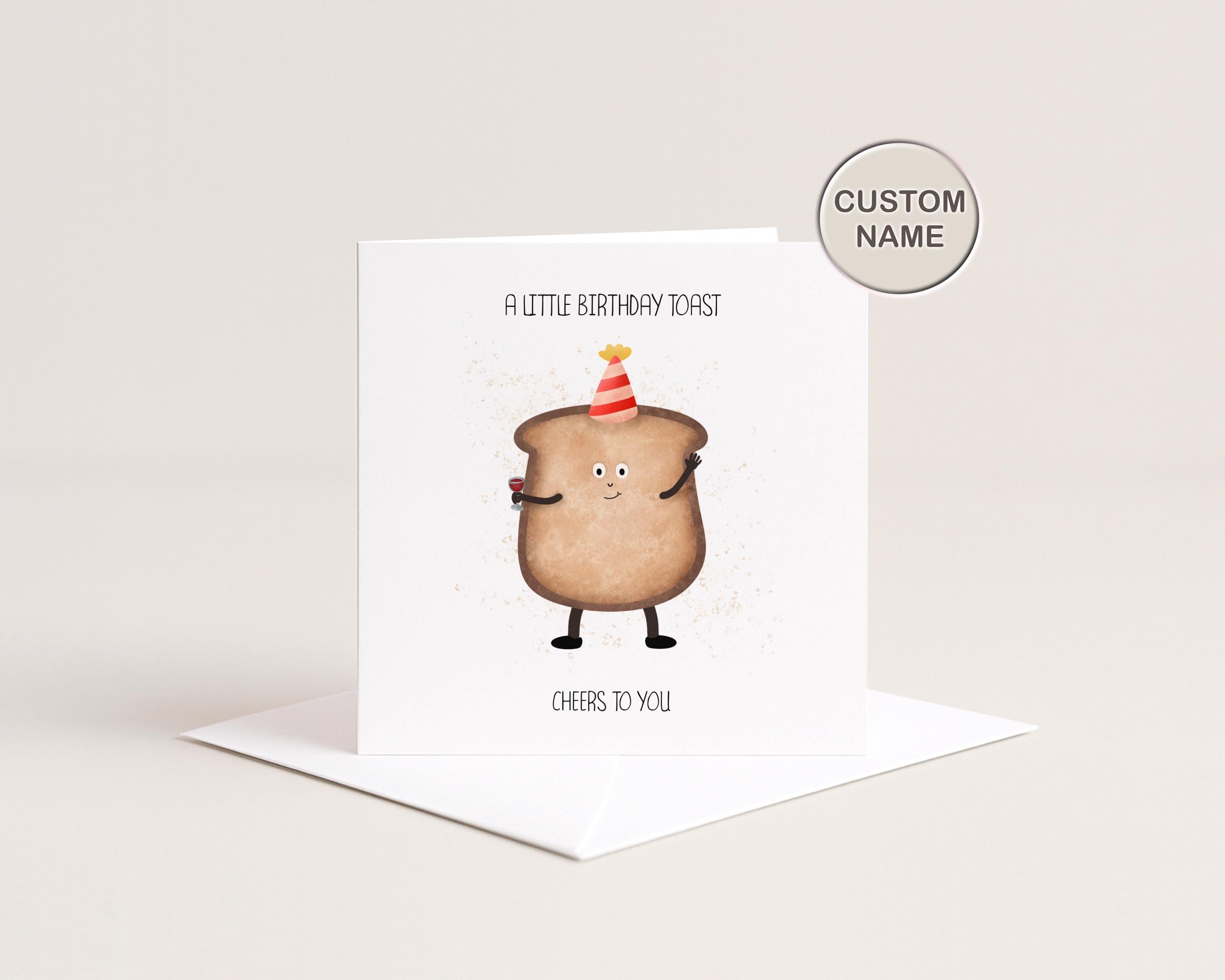 Funny Birthday Card for Friend | Little Toast Food Pun | Funny Bday Message | Siblings
