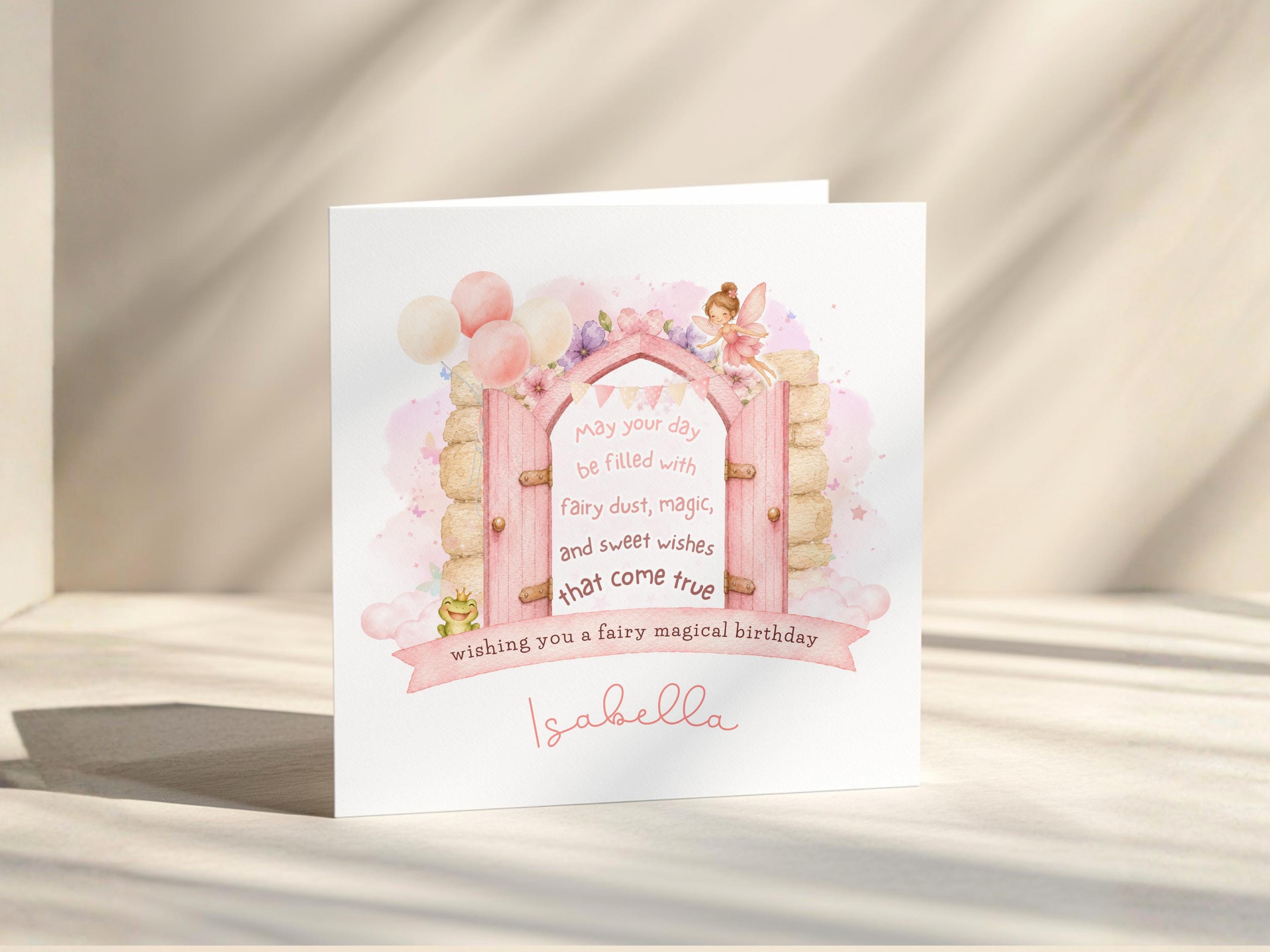 Personalised Fairy Birthday Card For Girl With Name, Optional Gold Foil, Daughter, Granddaughter, Niece