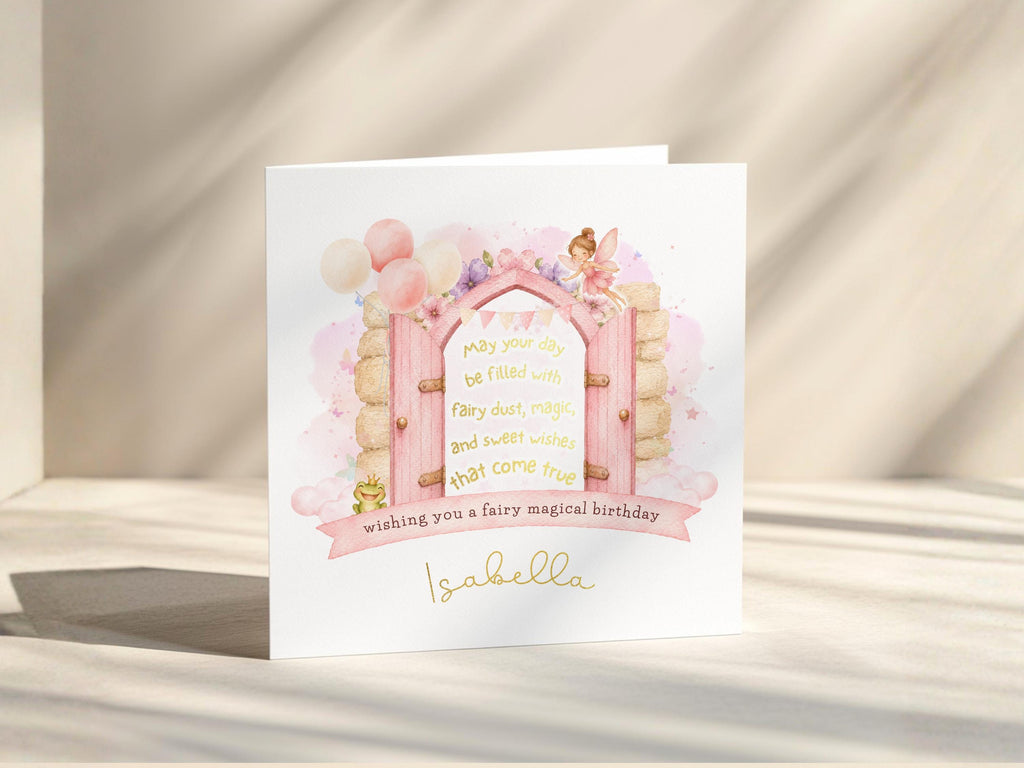 Personalised Fairy Birthday Card For Girl With Name, Optional Gold Foil, Daughter, Granddaughter, Niece