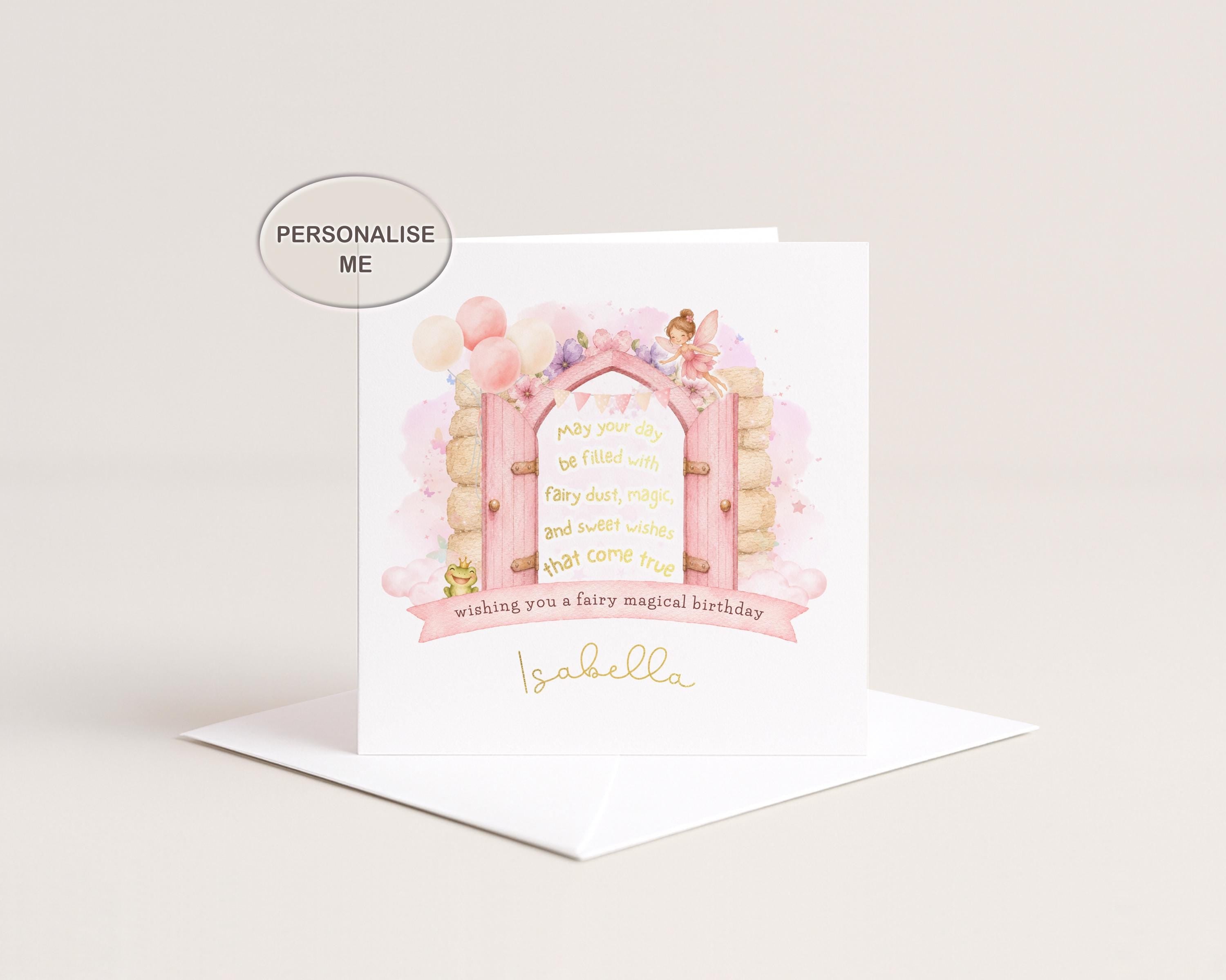 Personalised Fairy Birthday Card For Girl With Name, Optional Gold Foil, Daughter, Granddaughter, Niece