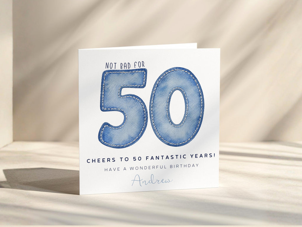 Personalised 50th Birthday Card For Him Custom Name Age 50 For Men Turning Fifty