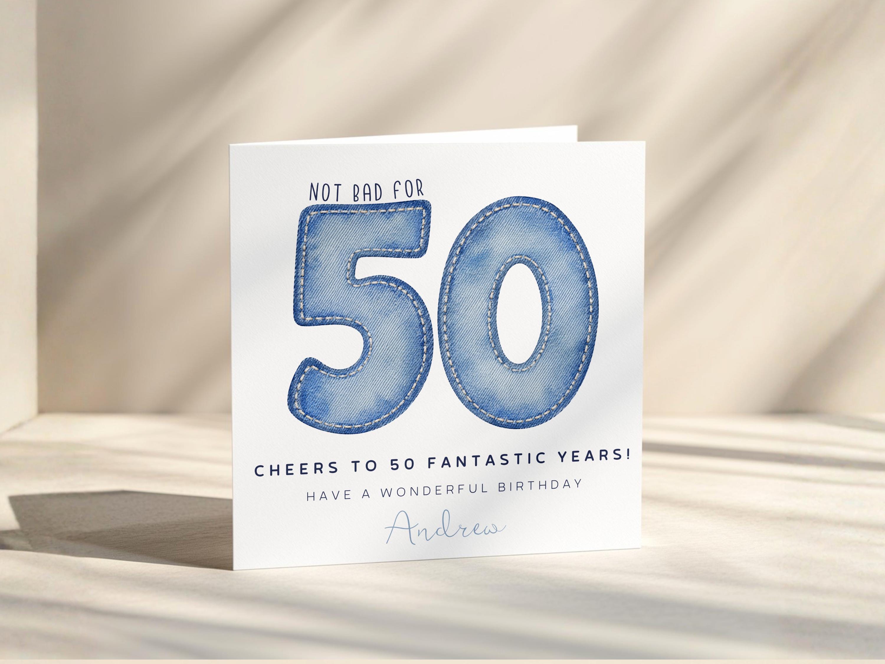 Personalised 50th Birthday Card For Him Custom Name Age 50 For Men Turning Fifty