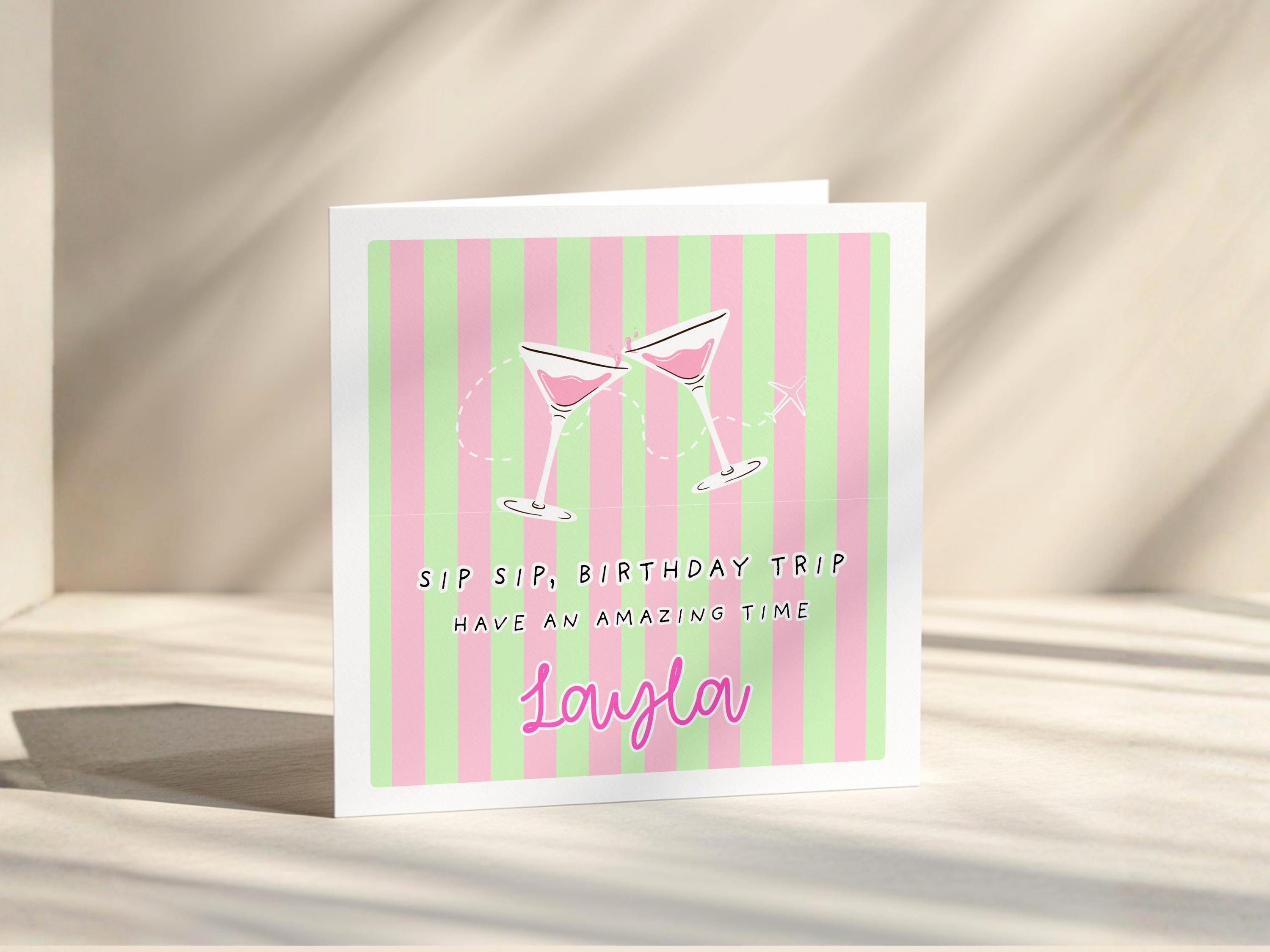 Personalised Birthday Card For Friend, Sister Or Daughter Going On A Holiday With Cocktails