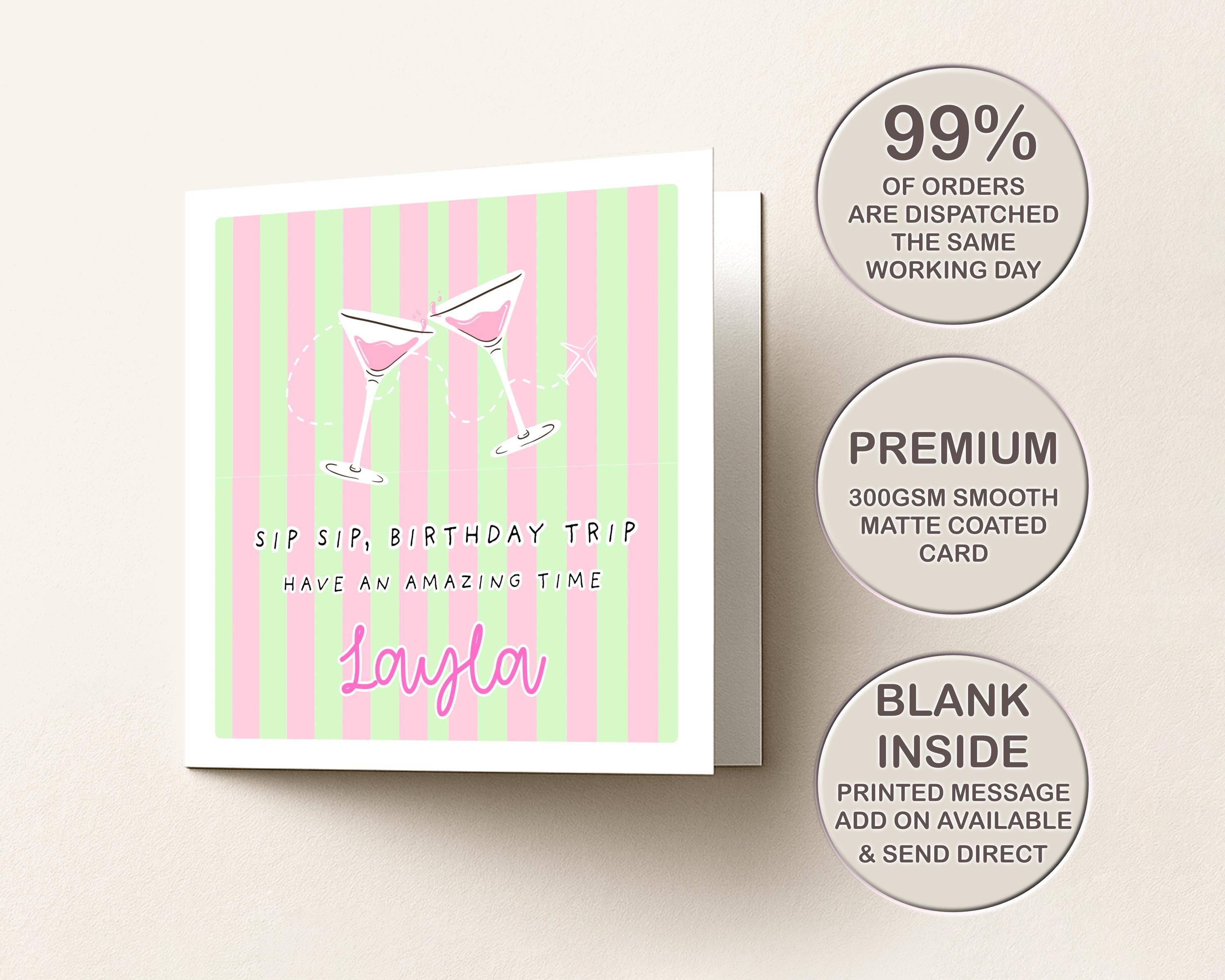 Personalised Birthday Card For Friend, Sister Or Daughter Going On A Holiday With Cocktails