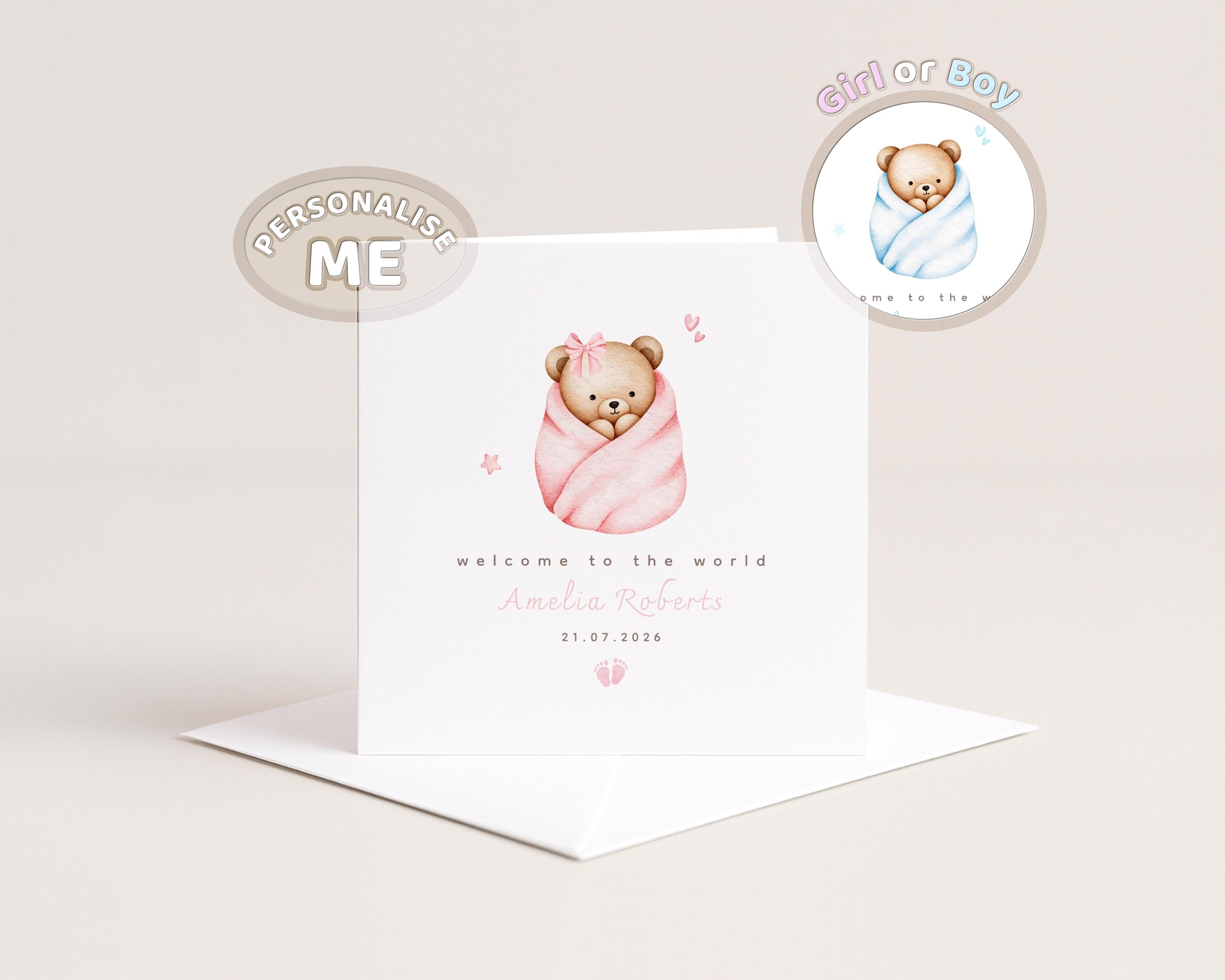 New Baby Card Personalised Welcome To The World, Boy Or Girl, Congratulations New Parents