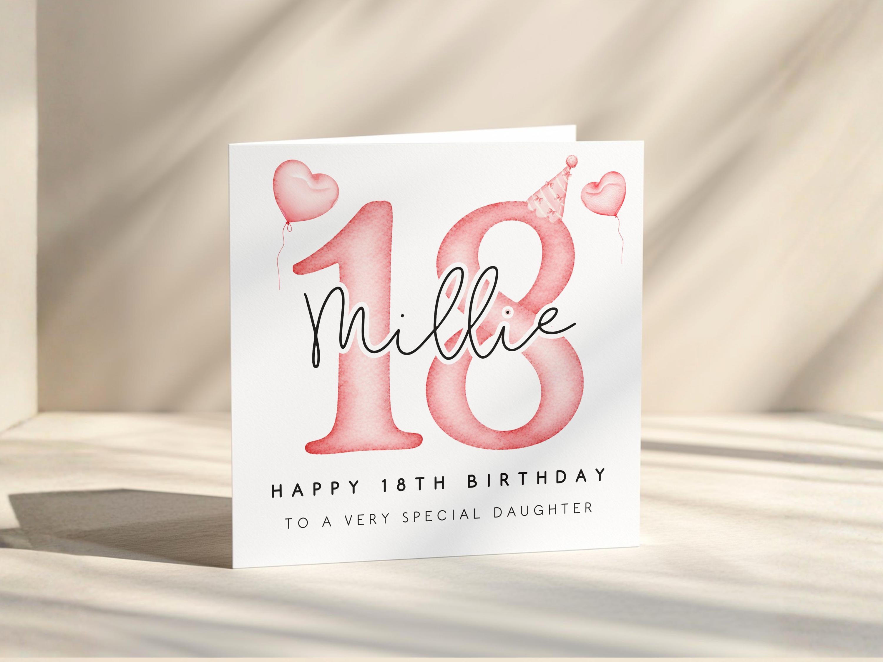 Personalised 18th Birthday Card For Her, Daughters Eighteenth Birthday,  Granddaughter 18, Custom Name